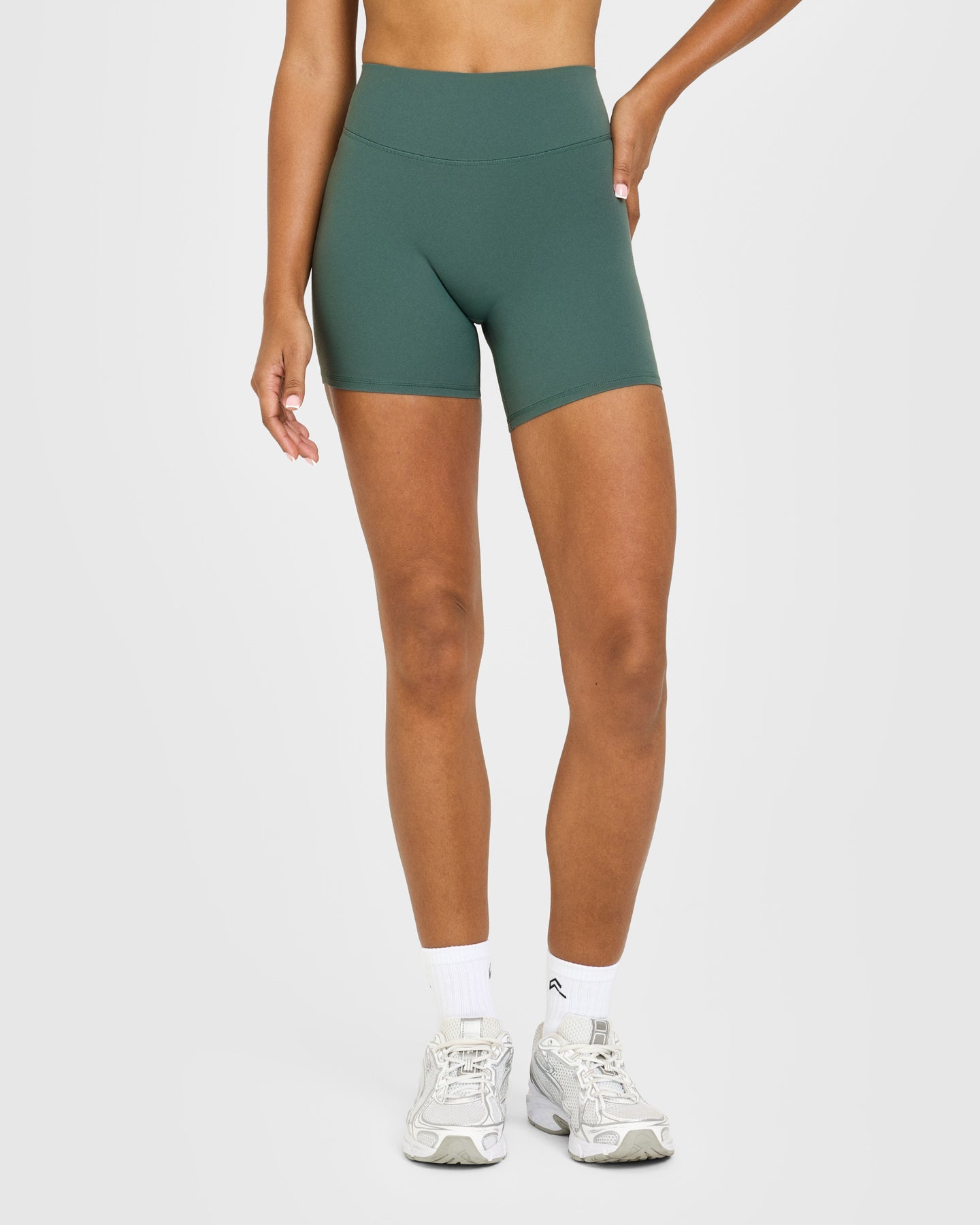 SoftMotion High Waisted Shorts 6" with White Logo | Iced Green - Image 2
