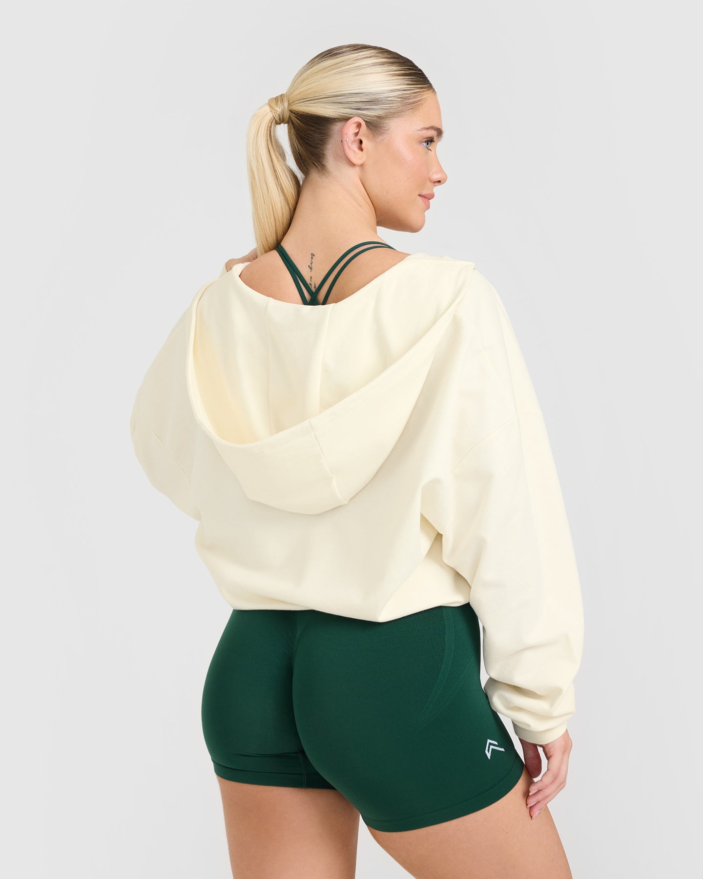 Lightweight Zip Through Hoodie with Printed Logo | Off White - Image 2
