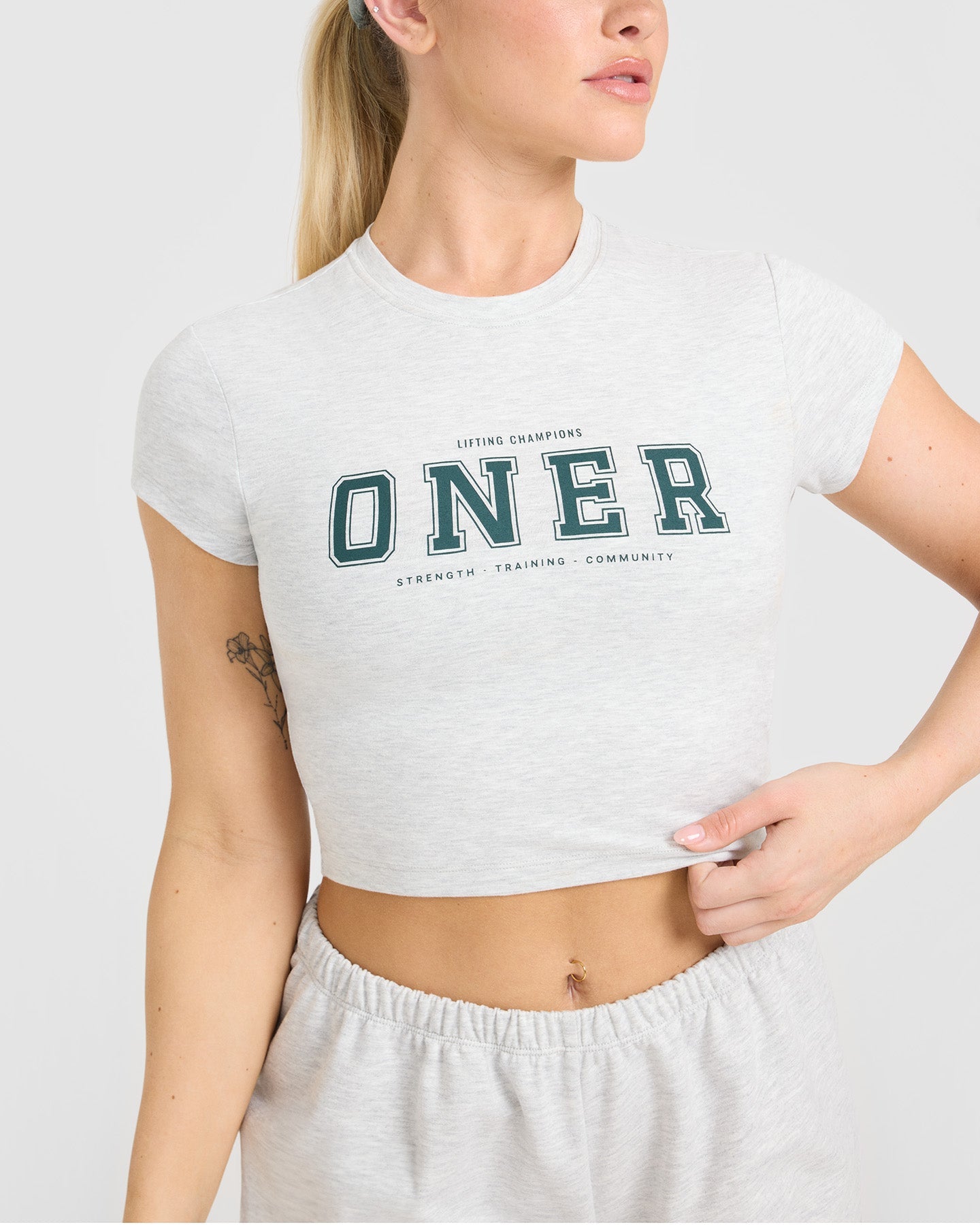 Cotton Baby T-Shirt with Printed Logo | Light Grey Marl - Image 4