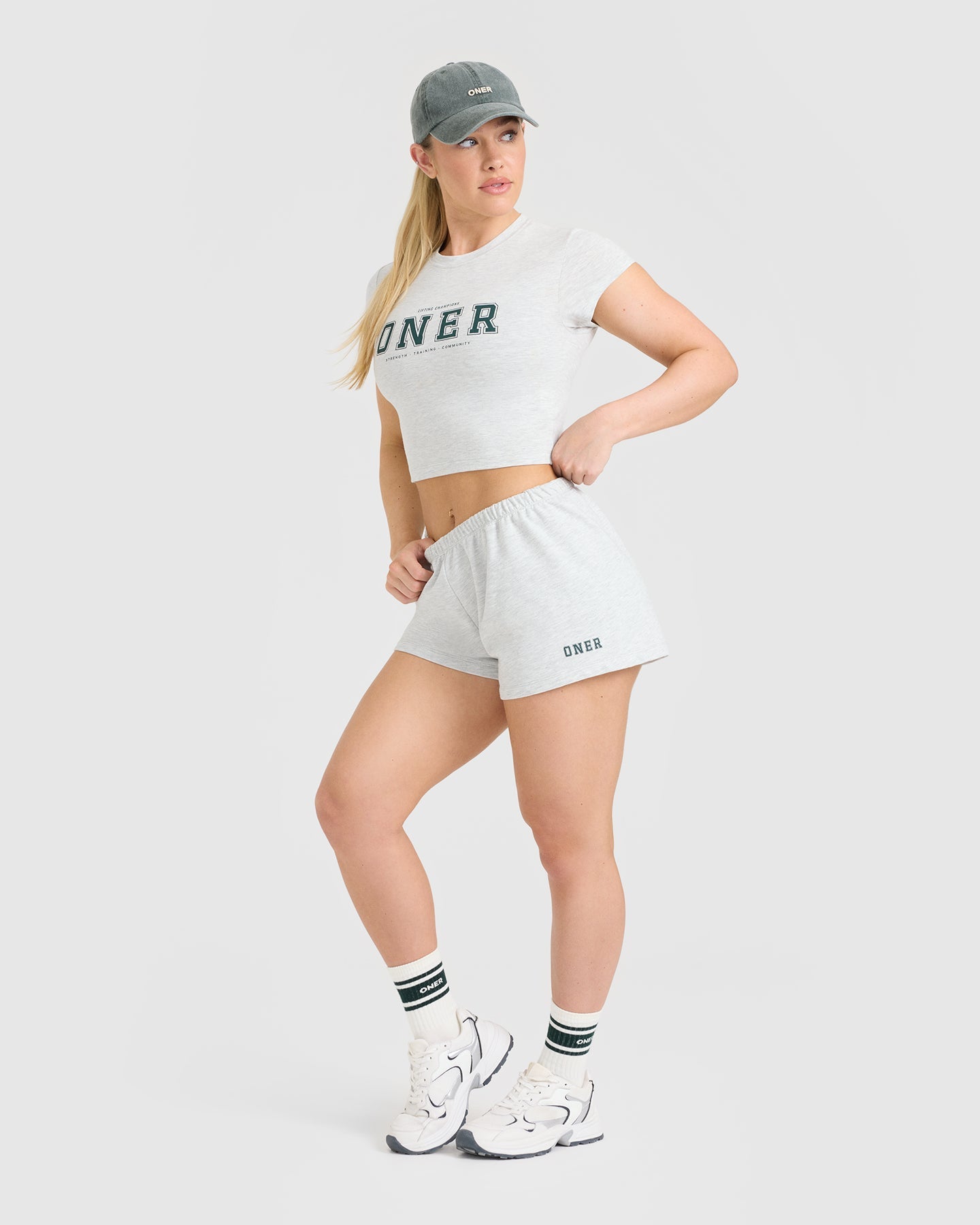 Lightweight Shorts with Printed Logo | Light Grey Marl - Image 3