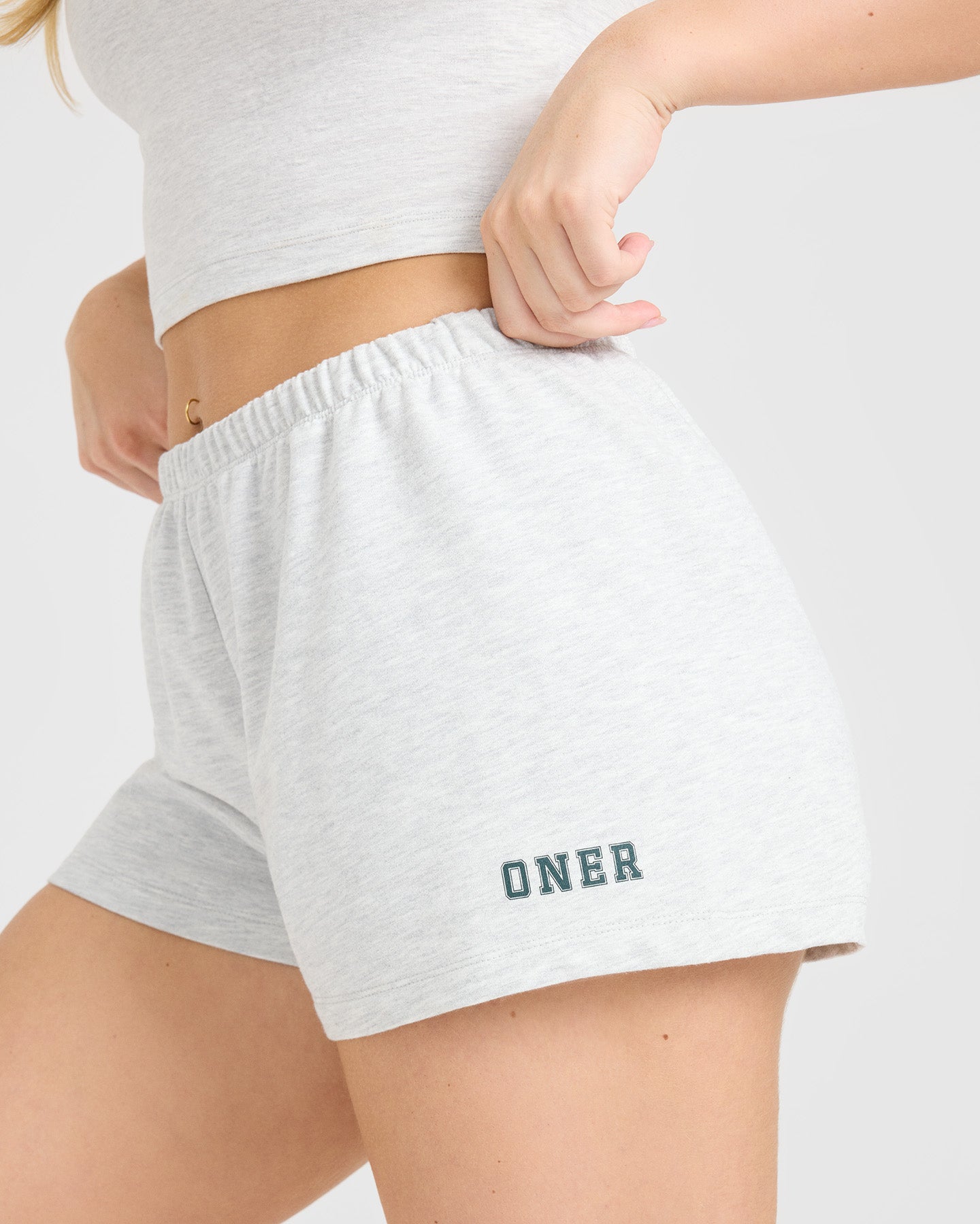 Lightweight Shorts with Printed Logo | Light Grey Marl - Image 4