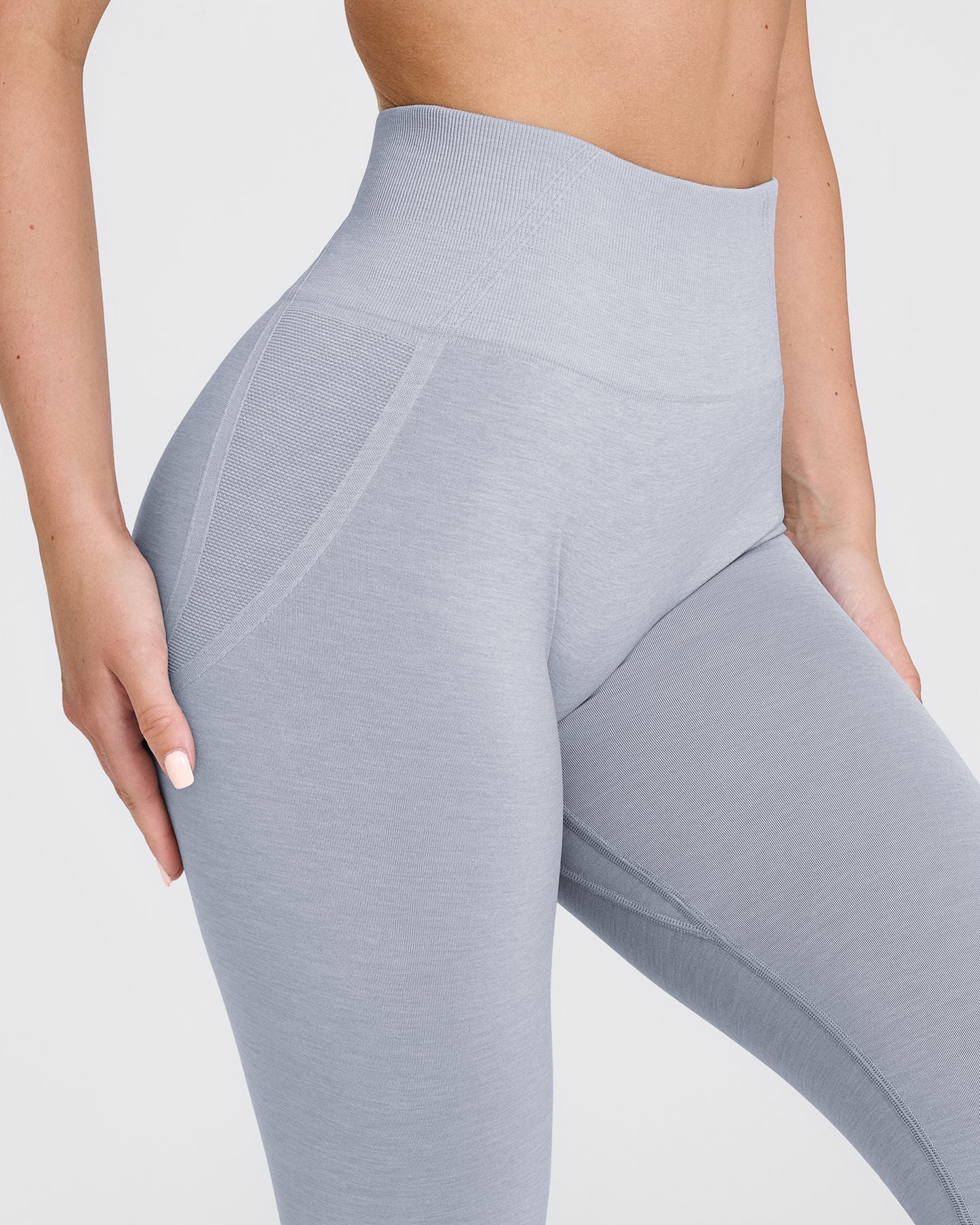 EffortlessLift Seamless Leggings with White Logo | Metal Grey - Image 5