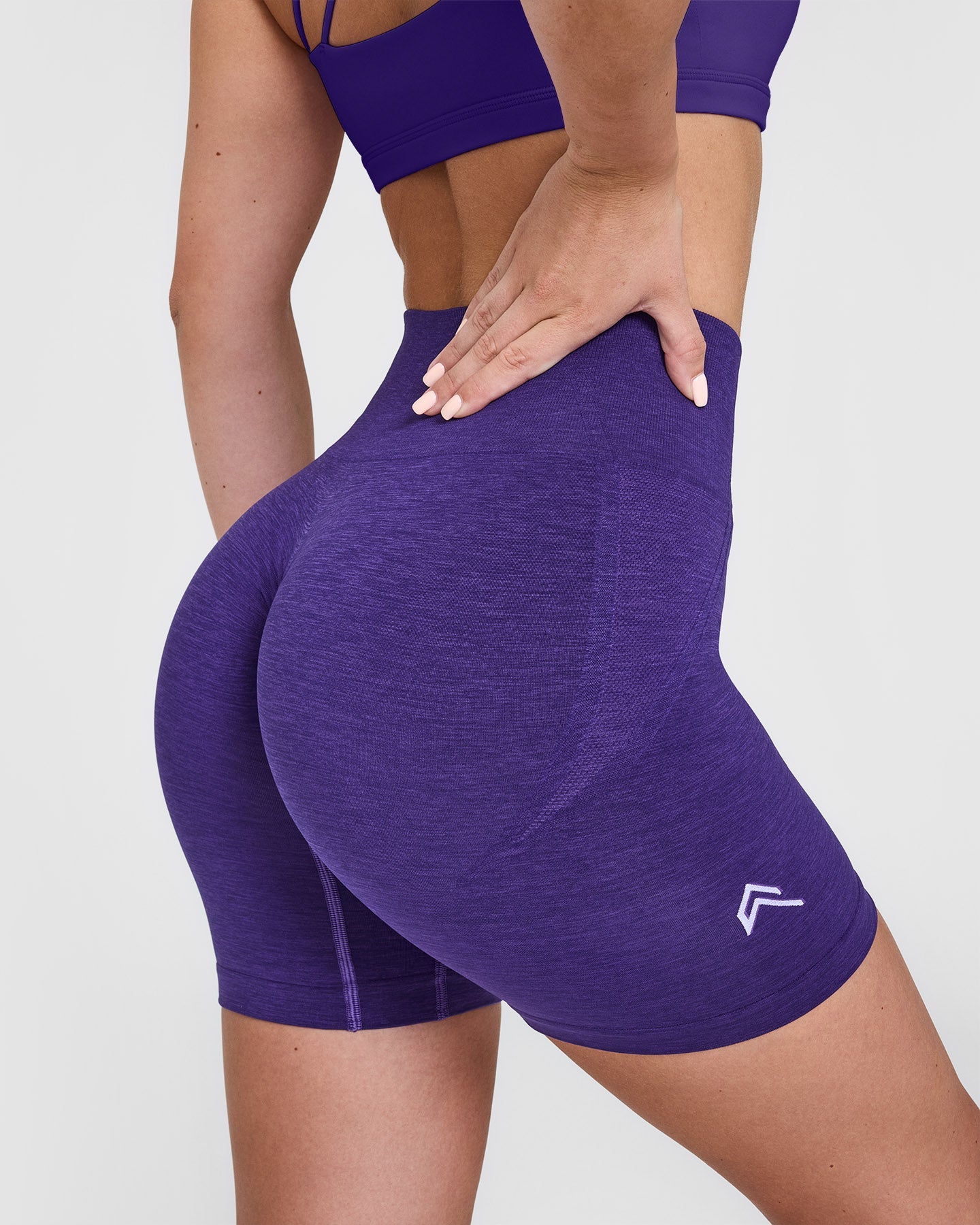 EffortlessLift Seamless Shorts with White Logo | Amethyst - Image 5