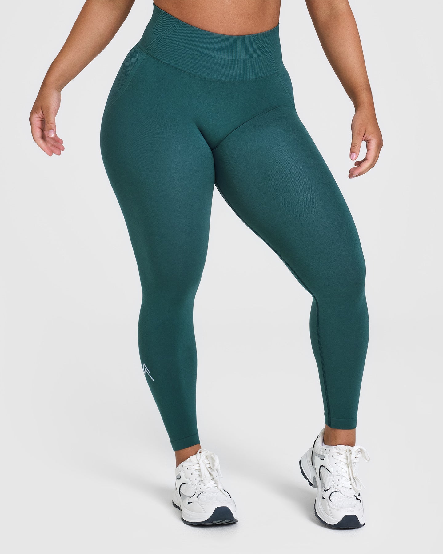 EffortlessLift Seamless Leggings with White Logo | Marine Teal