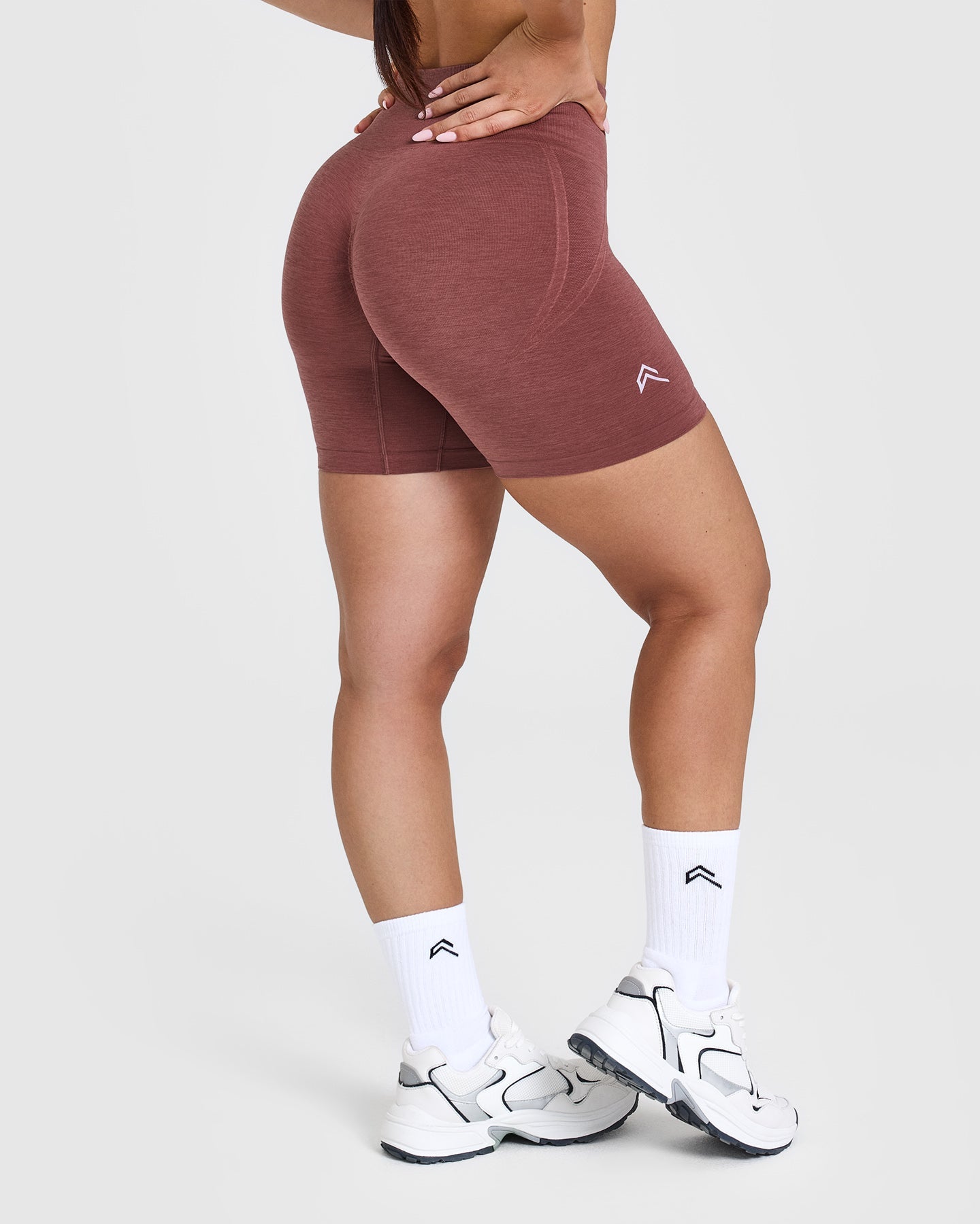 Alternative view of EffortlessLift Seamless Shorts with White Logo | Berry