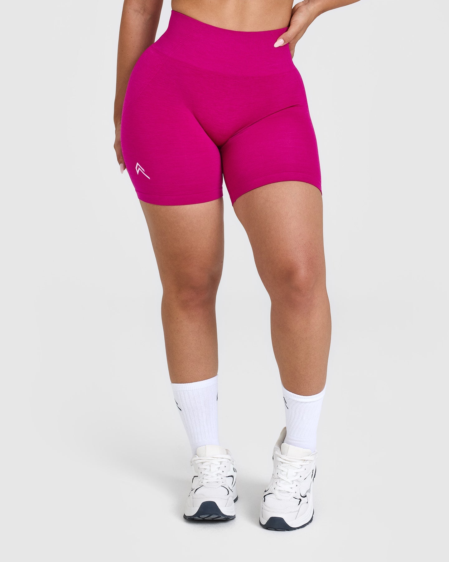 EffortlessLift Seamless Shorts with White Logo | Fuchsia
