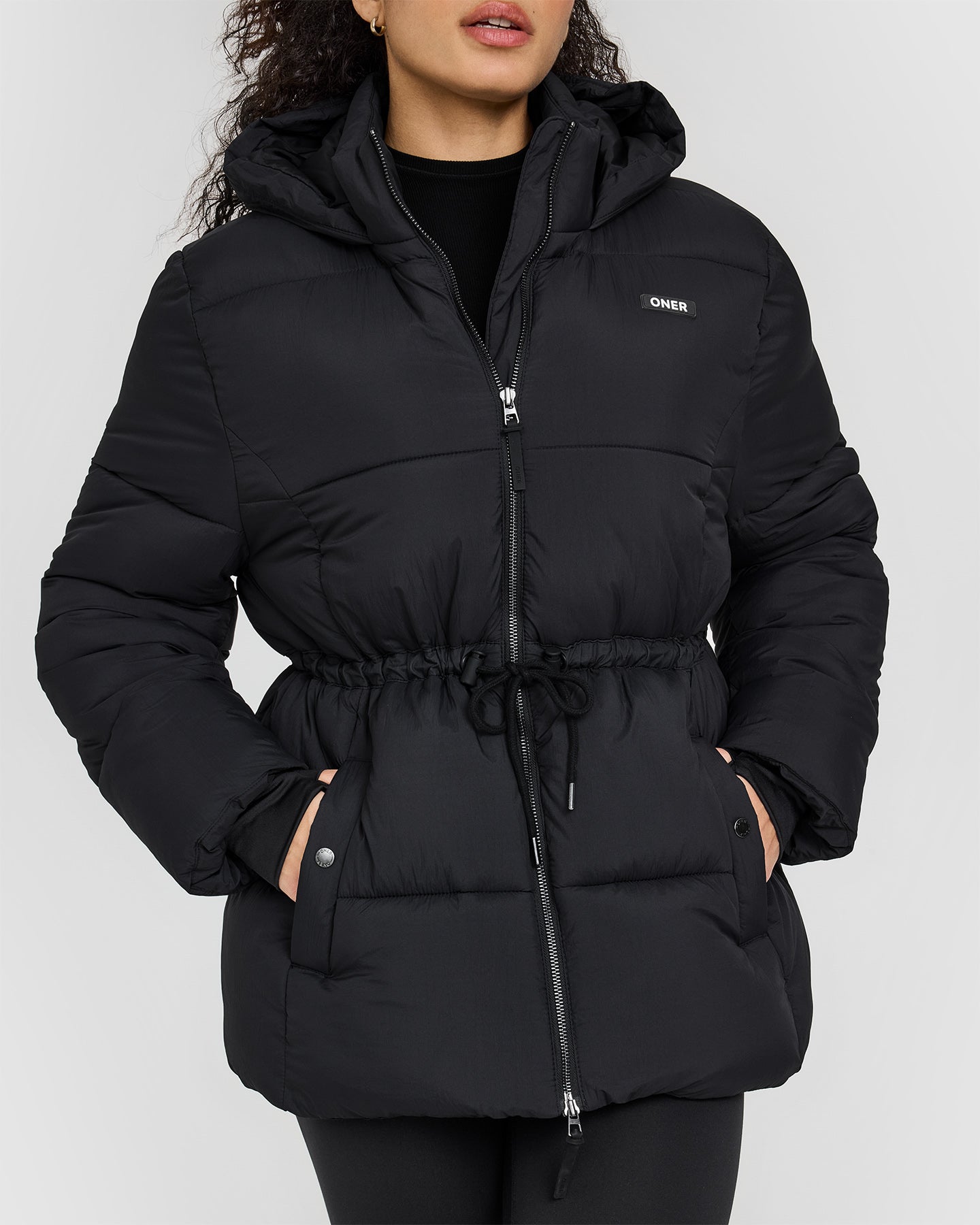 Mid Length Puffer Jacket | Black - Image 6