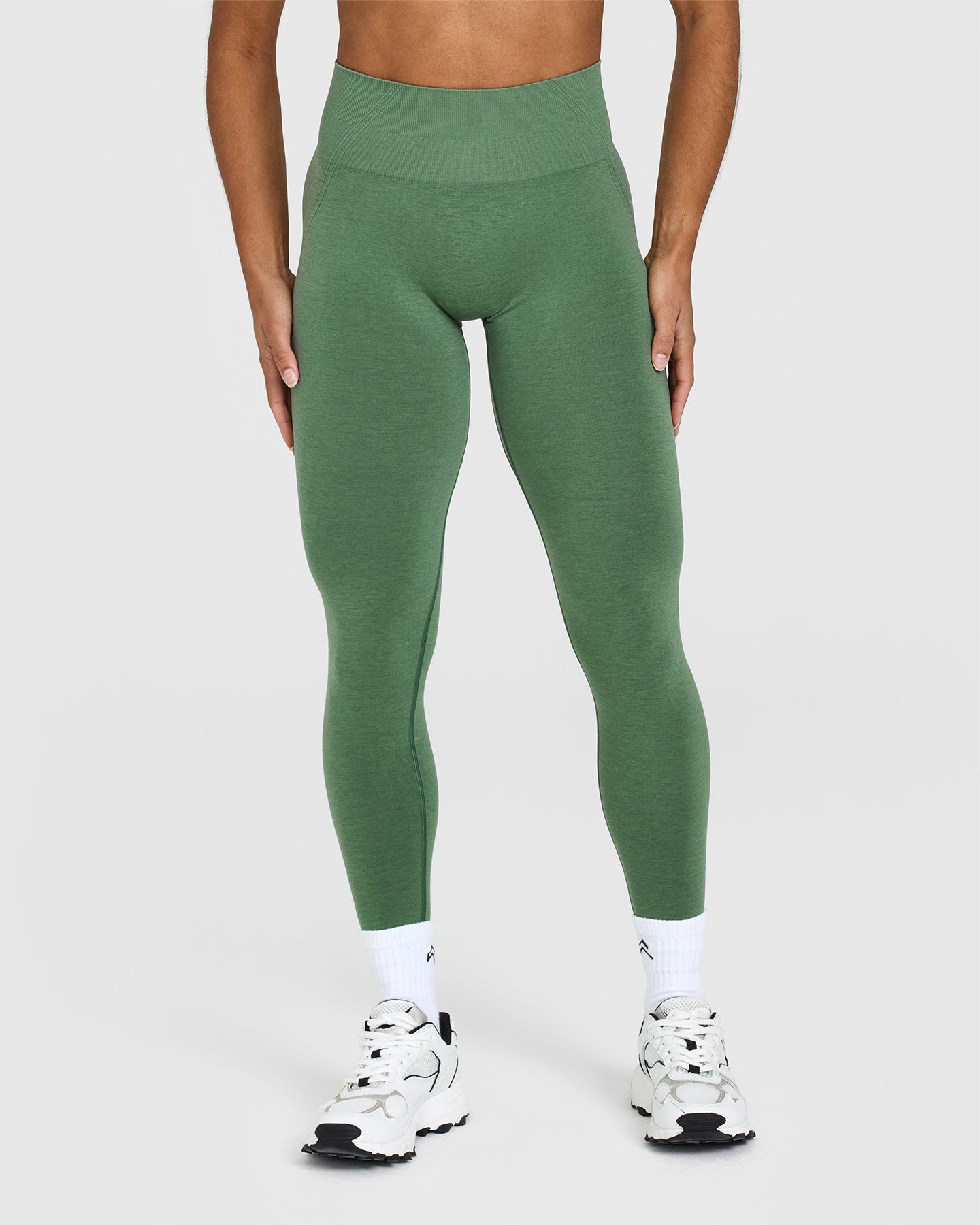 EffortlessLift Seamless Leggings with White Logo | Forest Green