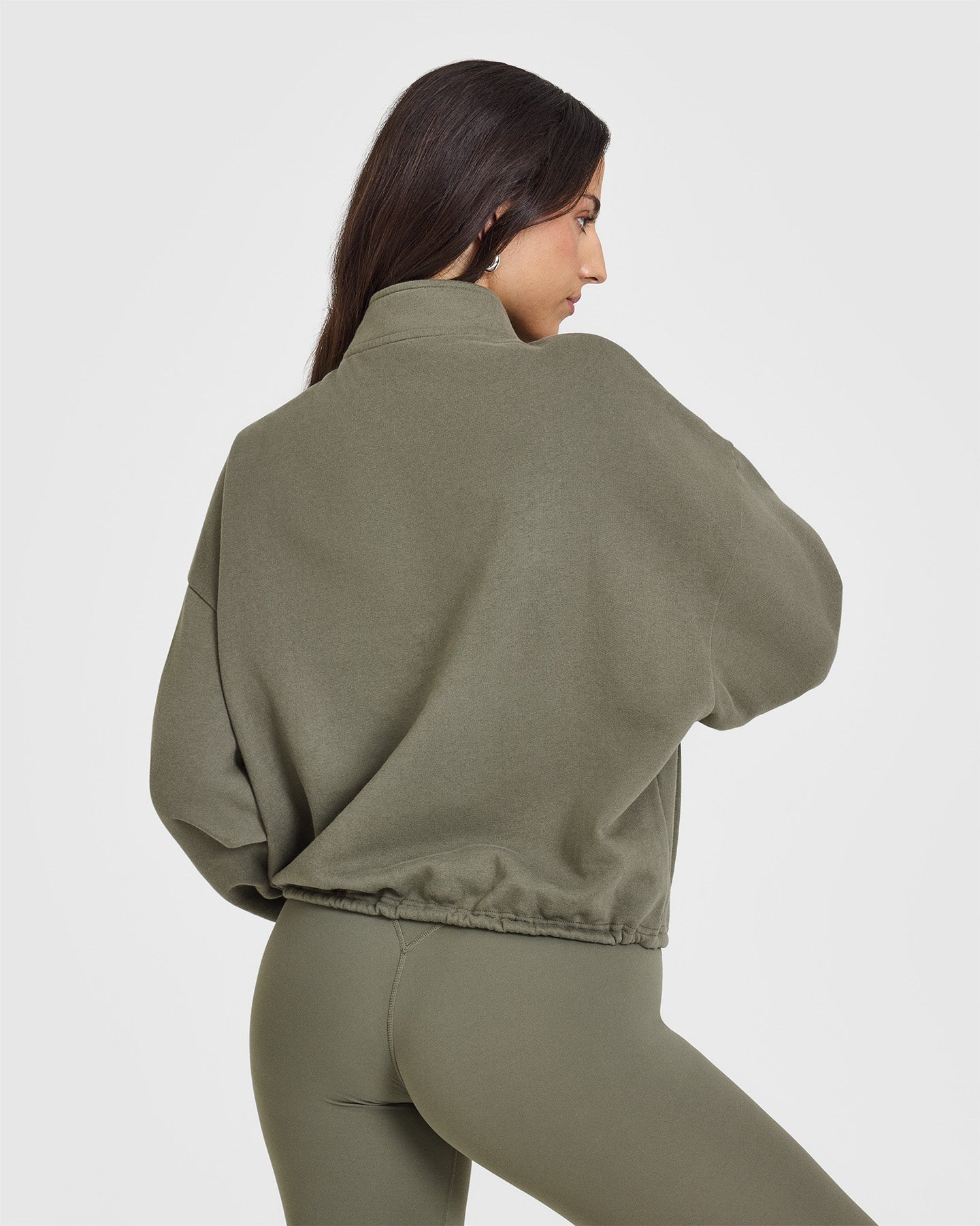 Mid Weight 1/4 Zip Sweatshirt | Alpine Green - Image 2