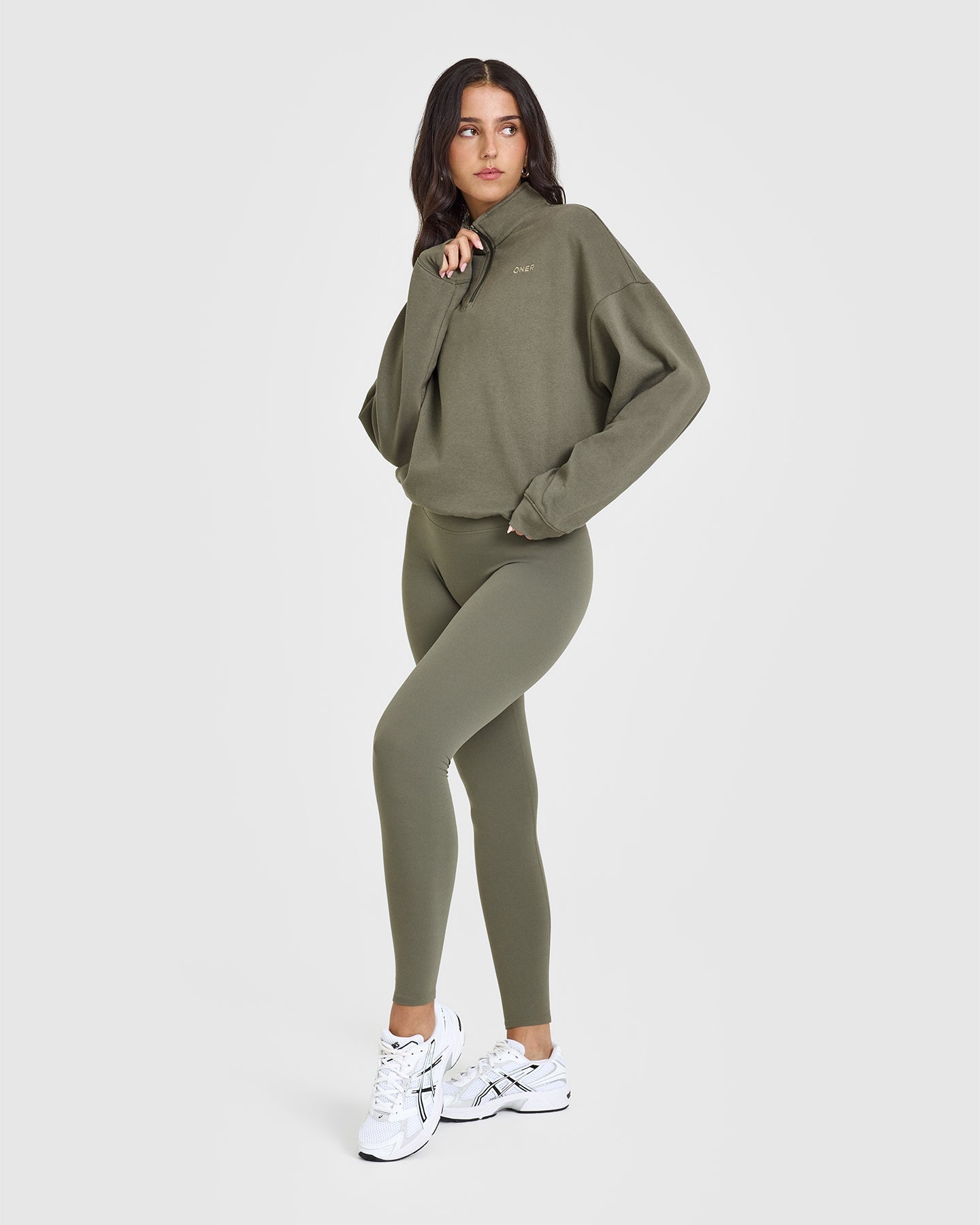 Mid Weight 1/4 Zip Sweatshirt | Alpine Green - Image 3