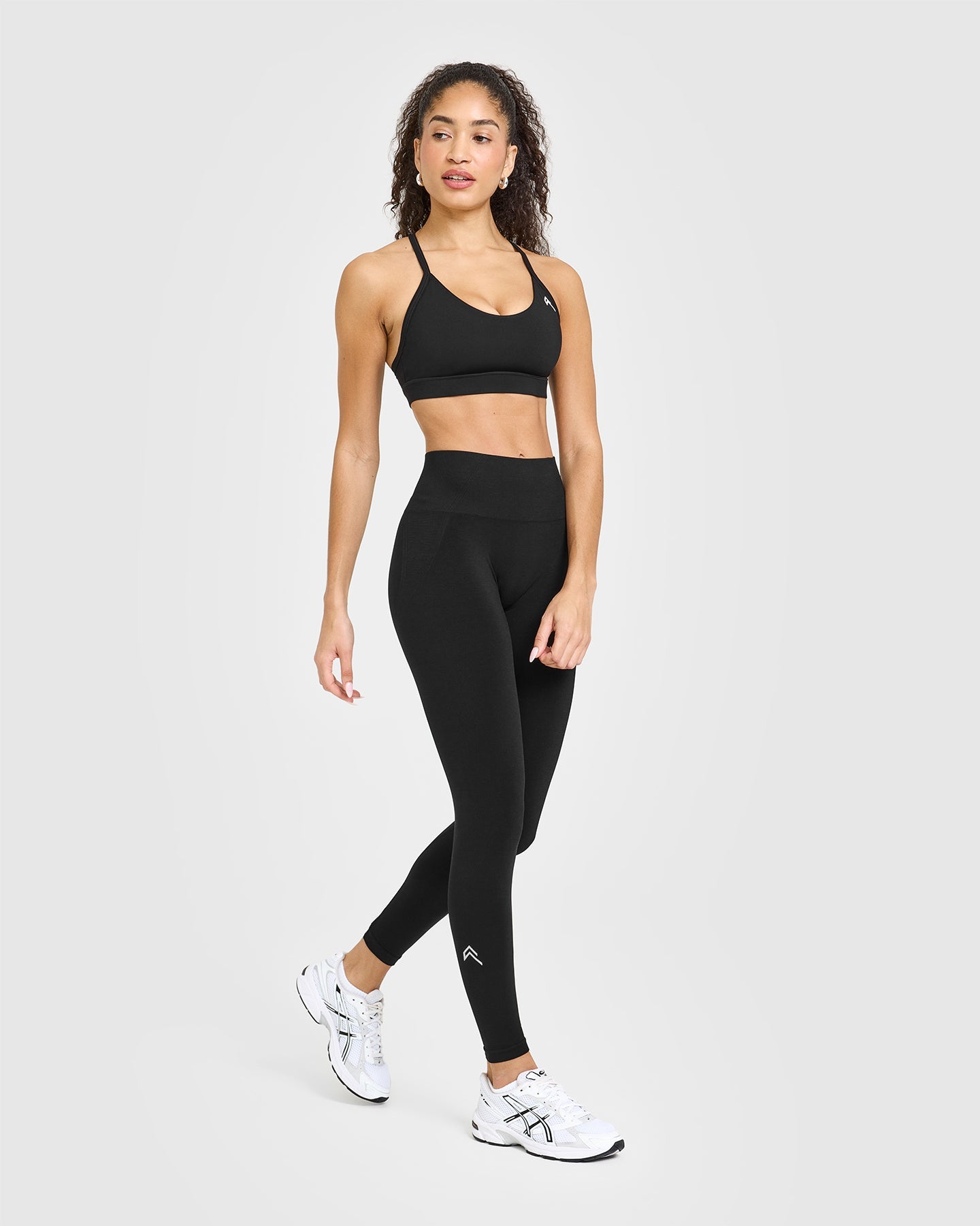 EffortlessLift Seamless Leggings with White Logo | Black - Image 3