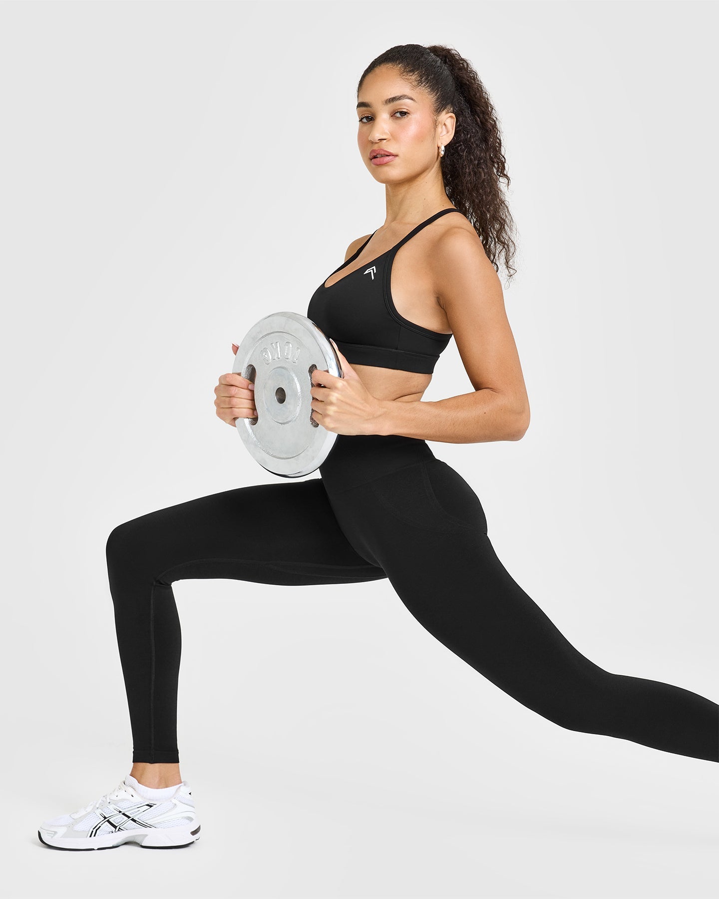 EffortlessLift Seamless Leggings with White Logo | Black - Image 6