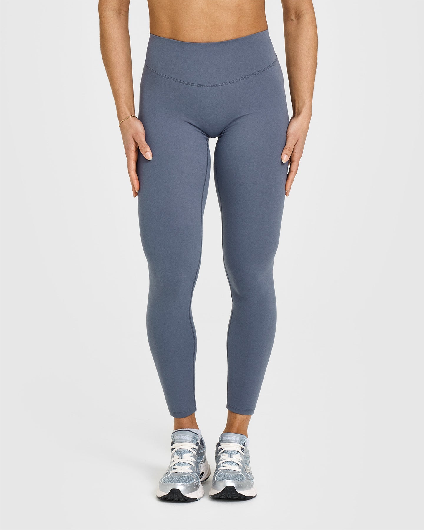SoftMotion Leggings with White Logo | Granite Blue - Image 2