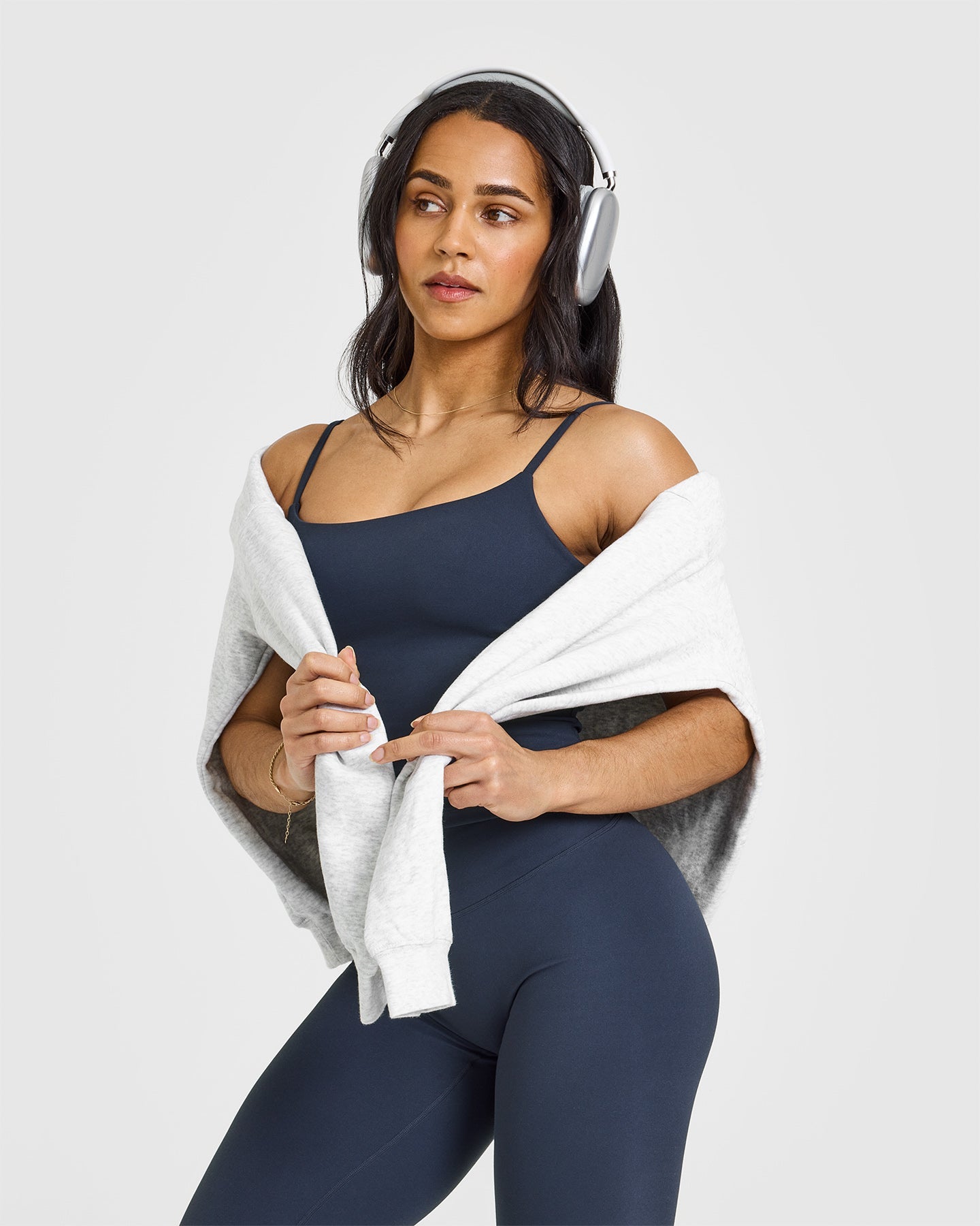 SoftMotion Strappy Mid Vest with Built in Bra Shelf with White Logo | True Blue - Image 3