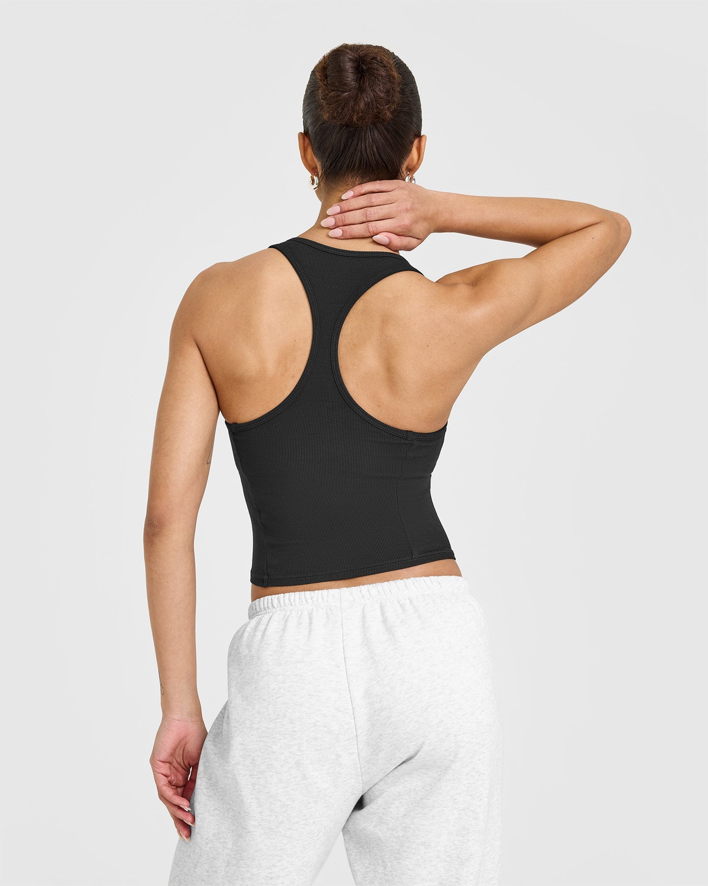 Mellow Rib Square Neck Mid Vest with Built in Bra Shelf | Soft Black - Image 2