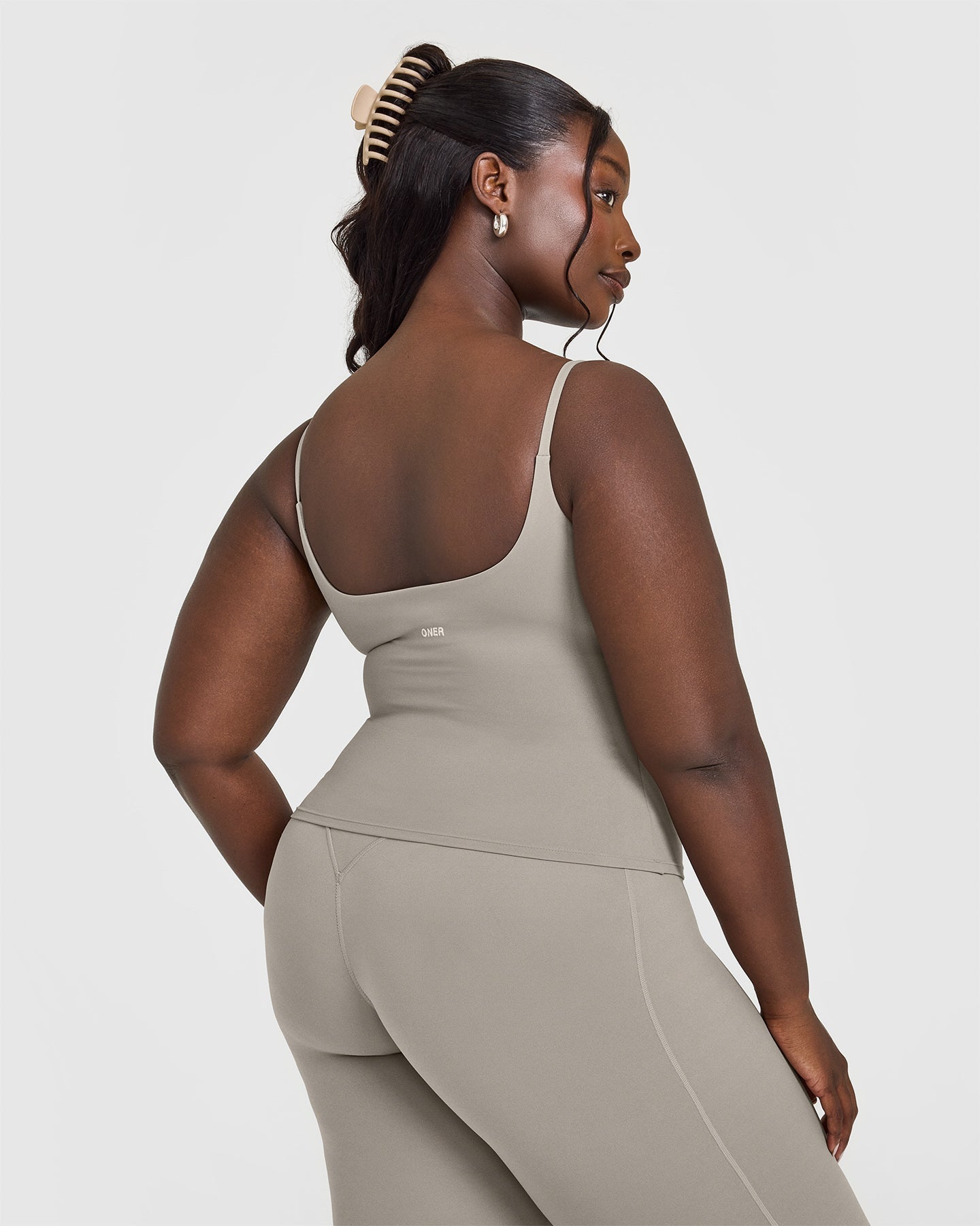 SoftMotion Strappy Vest with Built in Bra Shelf with White Logo | Warm Sand - Image 4