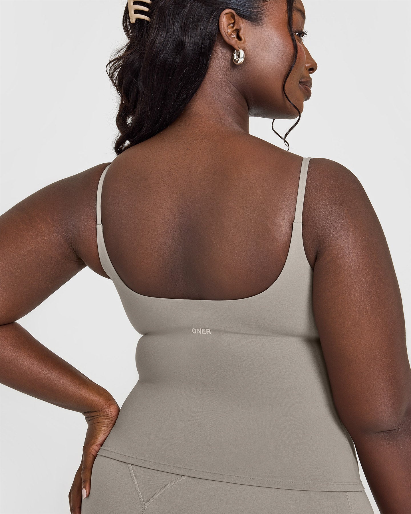 SoftMotion Strappy Vest with Built in Bra Shelf with White Logo | Warm Sand - Image 6