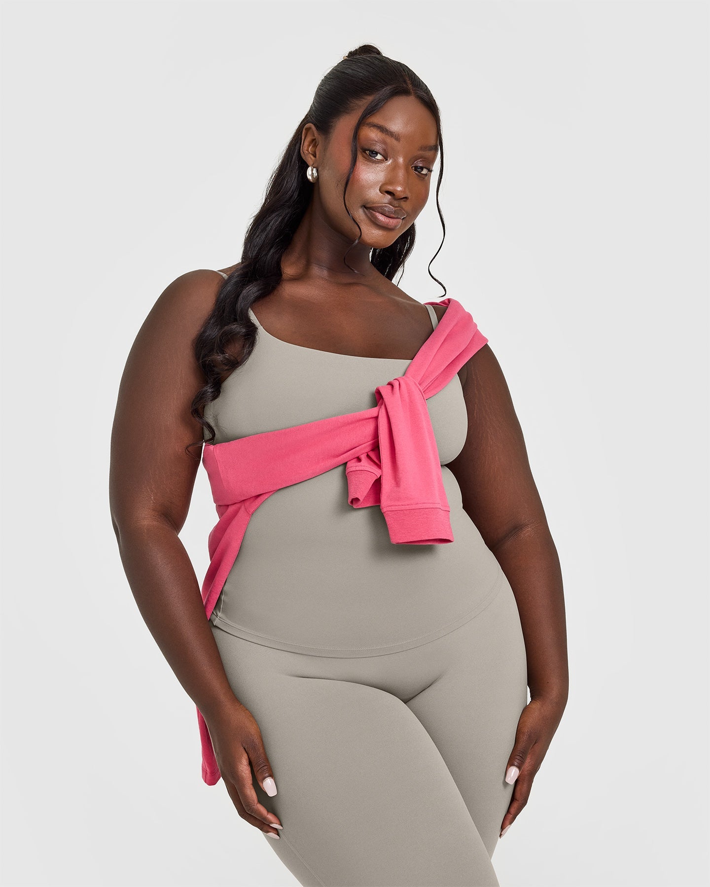 SoftMotion Strappy Vest with Built in Bra Shelf with White Logo | Warm Sand - Image 3