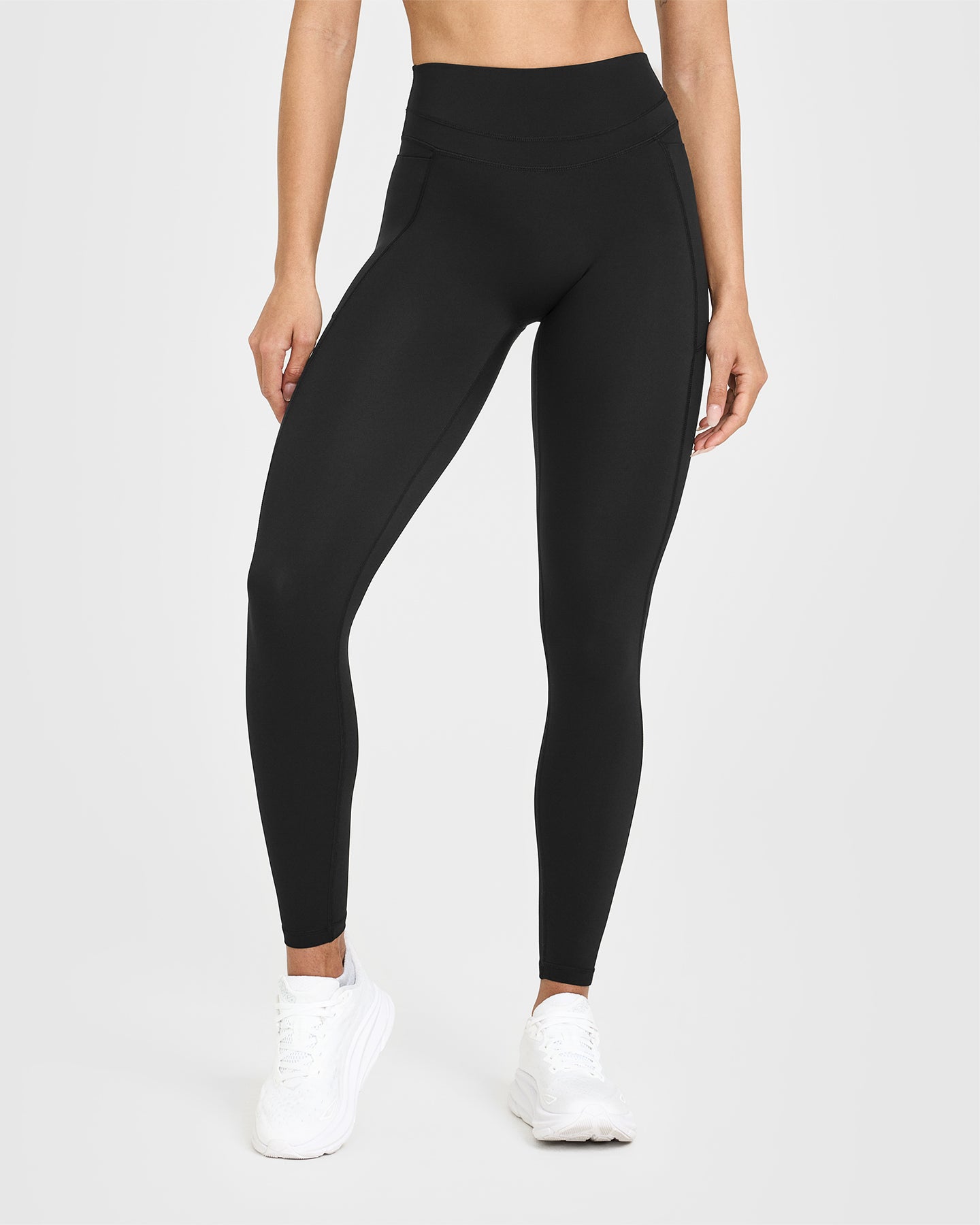 UnifiedMove High Waisted Pocket Leggings White Logo | Black - Image 2