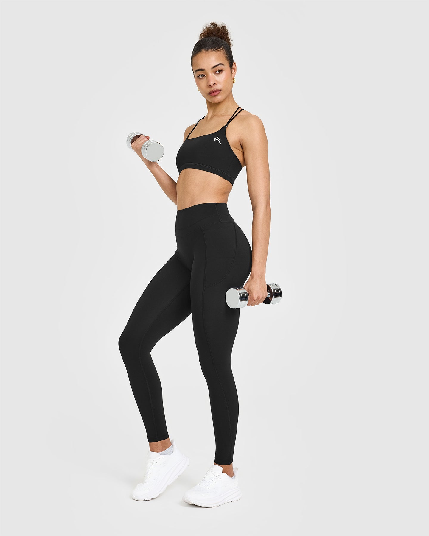 UnifiedMove High Waisted Pocket Leggings White Logo | Black - Image 3