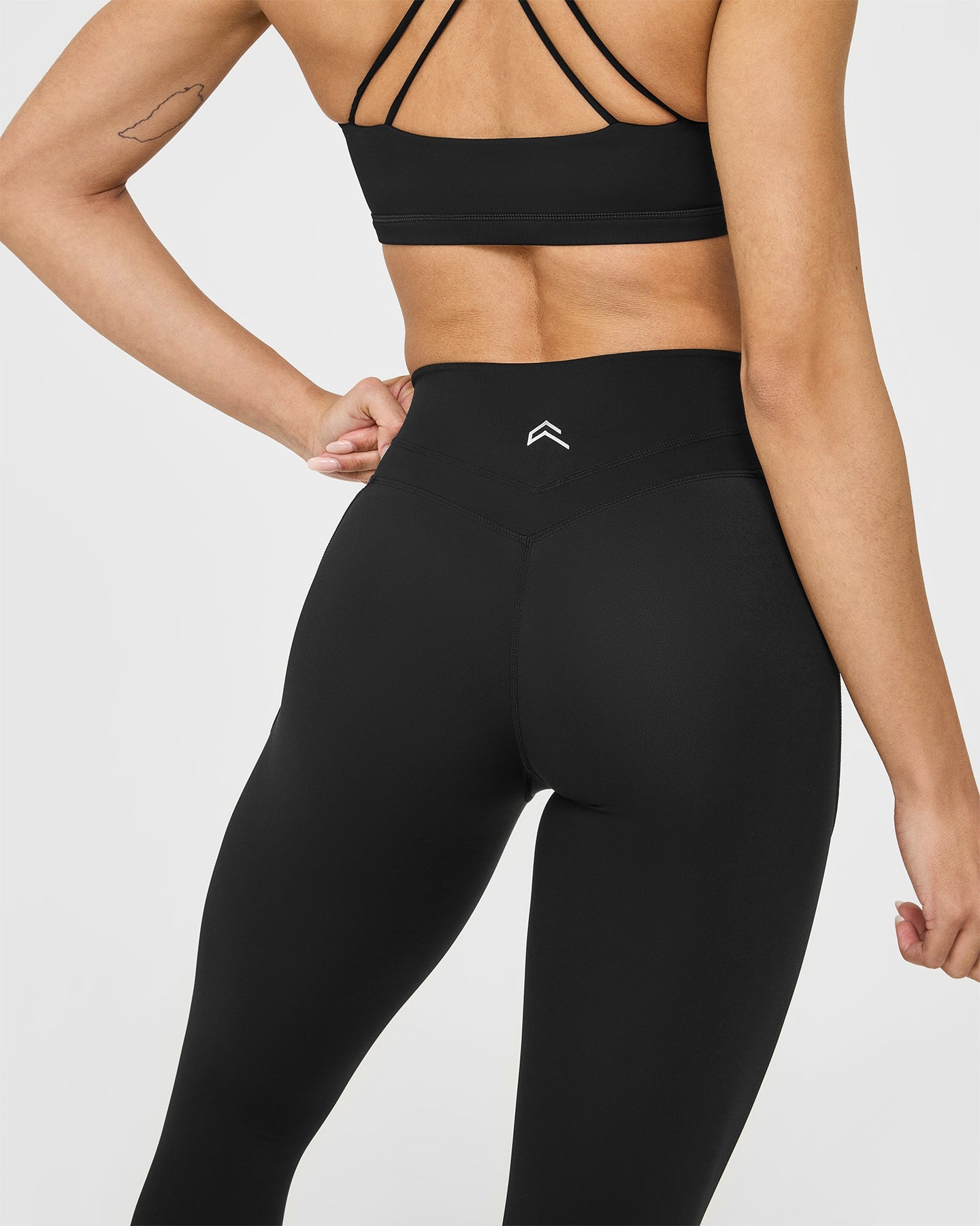 UnifiedMove High Waisted Pocket Leggings White Logo | Black - Image 4