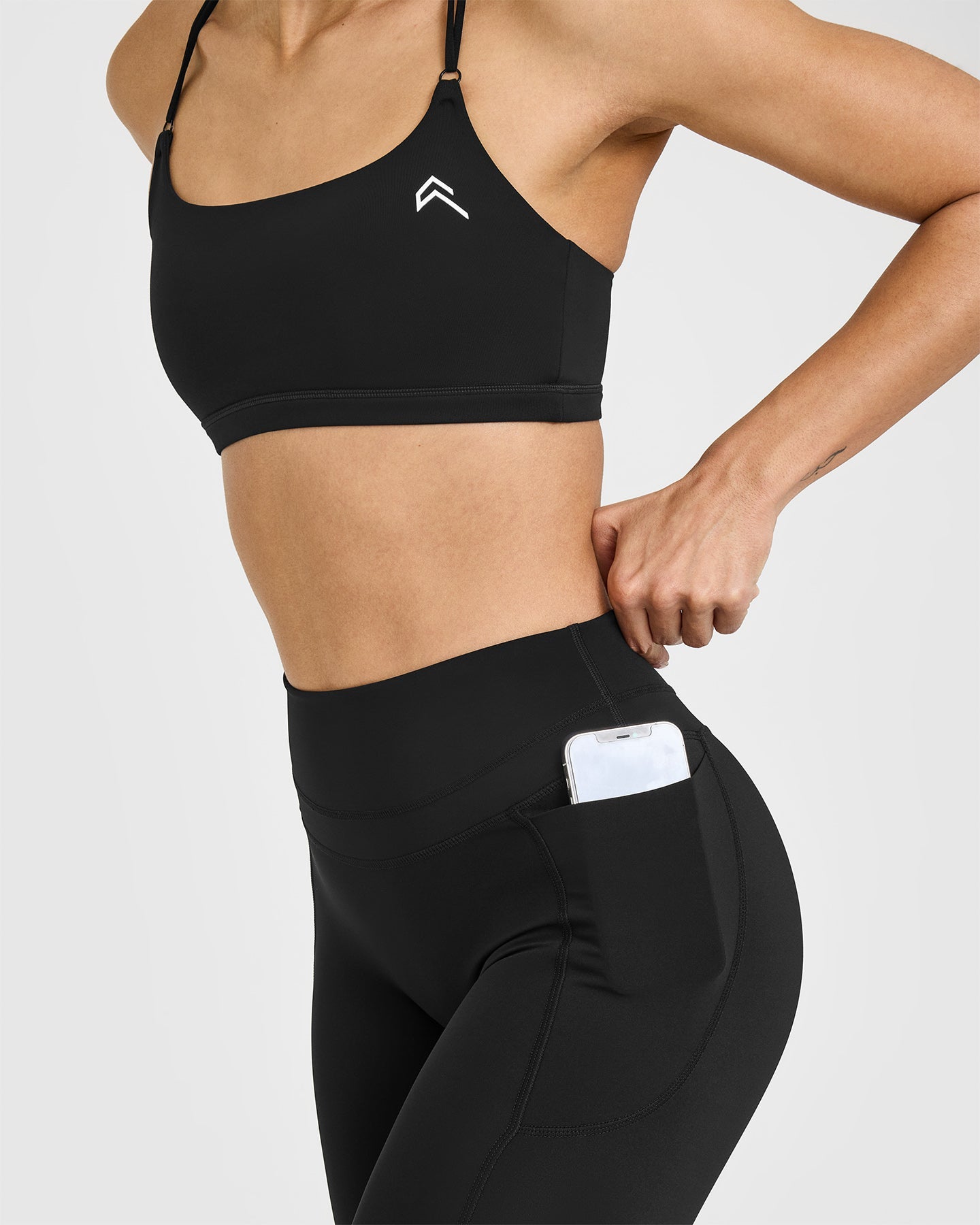 UnifiedMove High Waisted Pocket Leggings White Logo | Black - Image 5