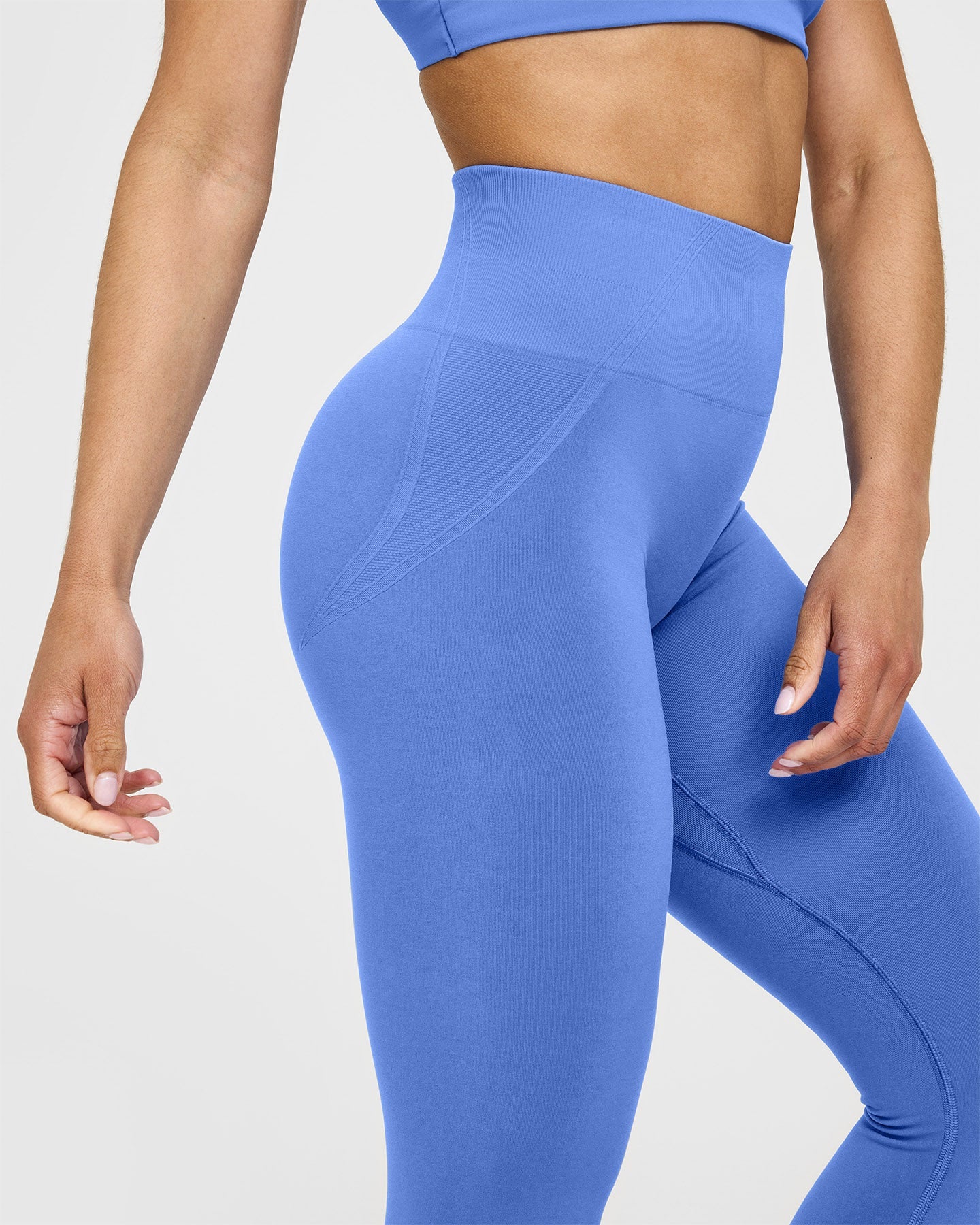 EffortlessLift Seamless Leggings with White Logo | Glaucous Blue - Image 5