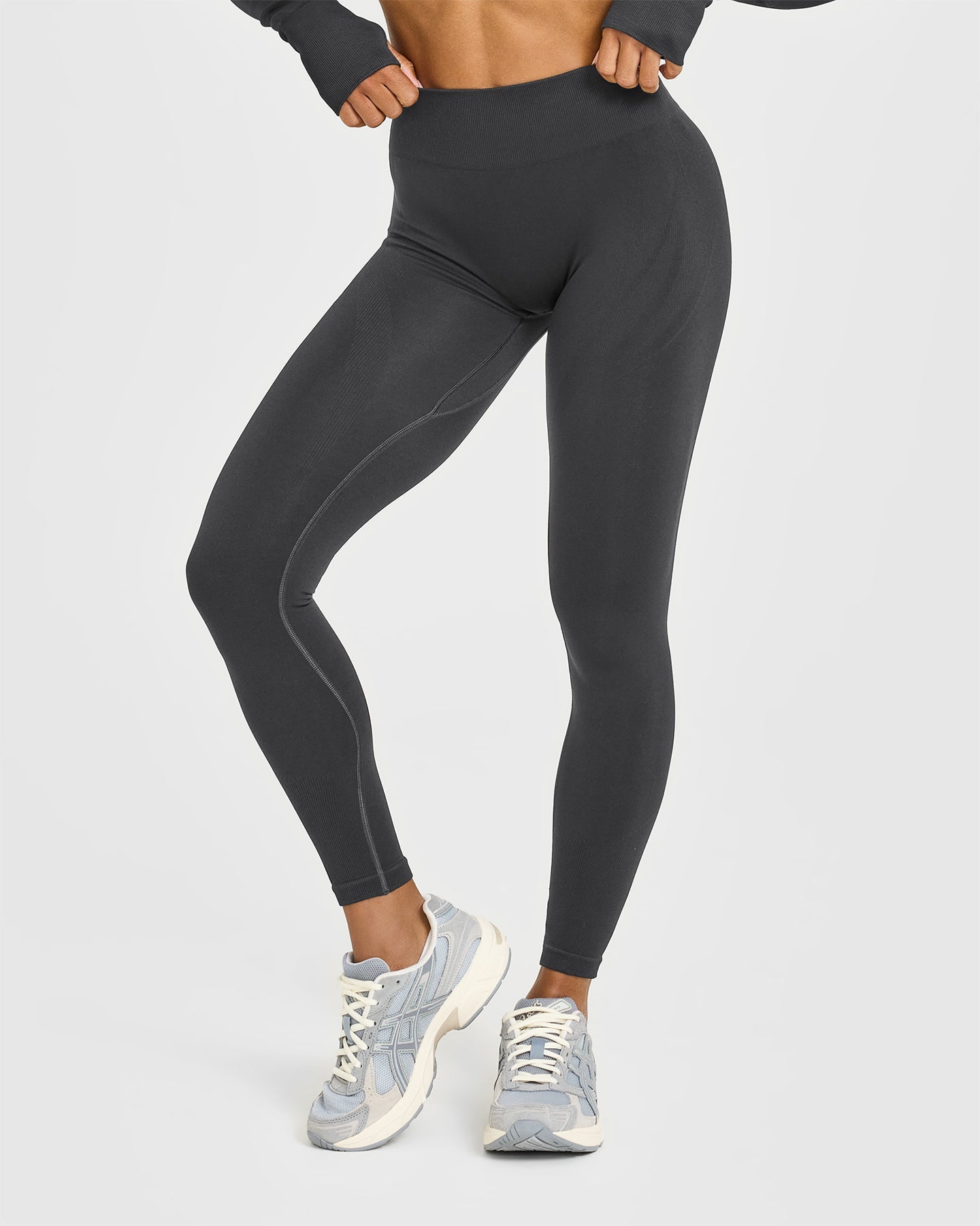 EnhanceLift Seamless Leggings with White Logo | Coal - Image 2