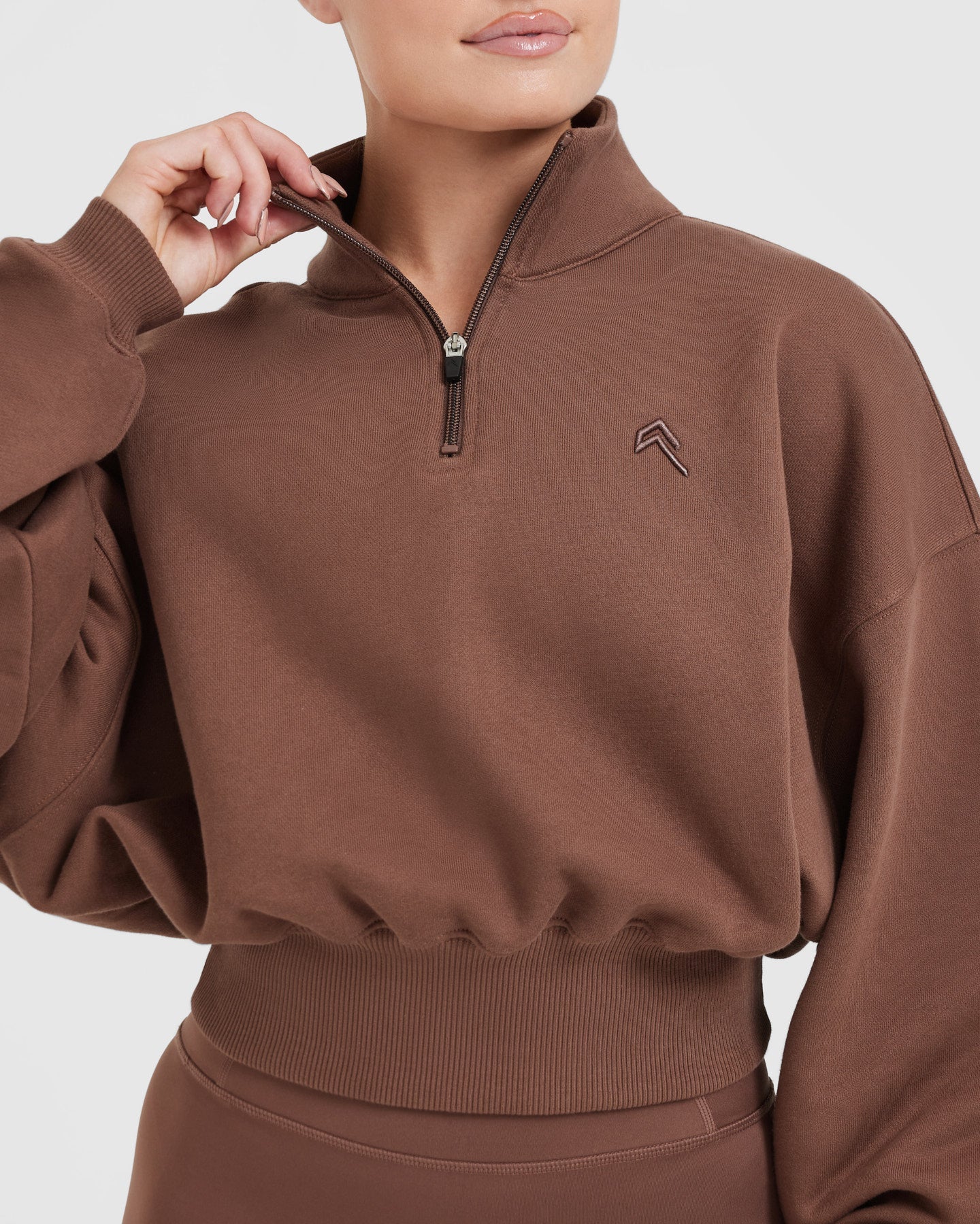 All Day Crop 1/4 Zip Sweatshirt | Chestnut - Image 4