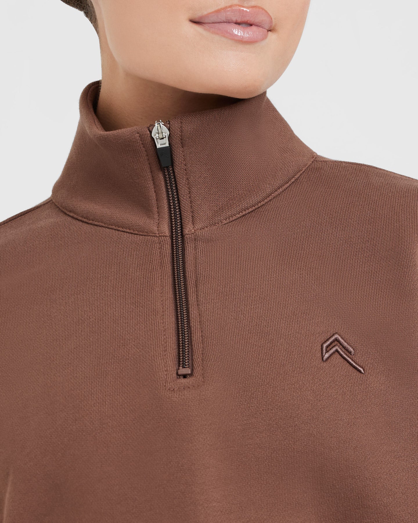 All Day Crop 1/4 Zip Sweatshirt | Chestnut - Image 5