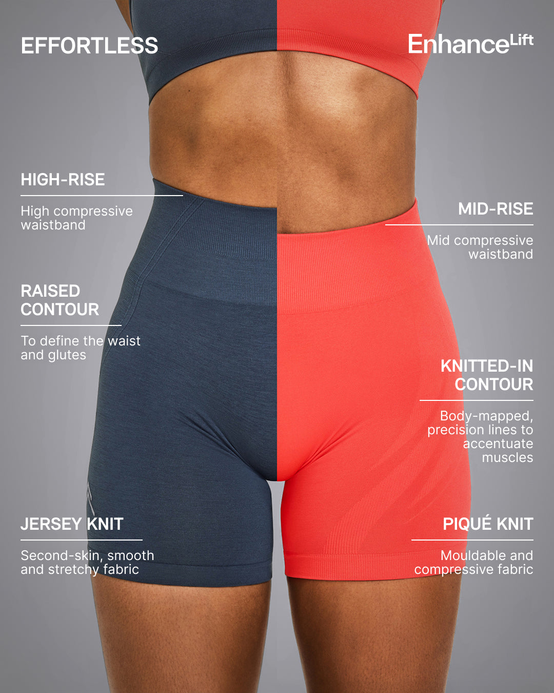 EnhanceLift Seamless Shorts with White Logo | True Blue - Image 4