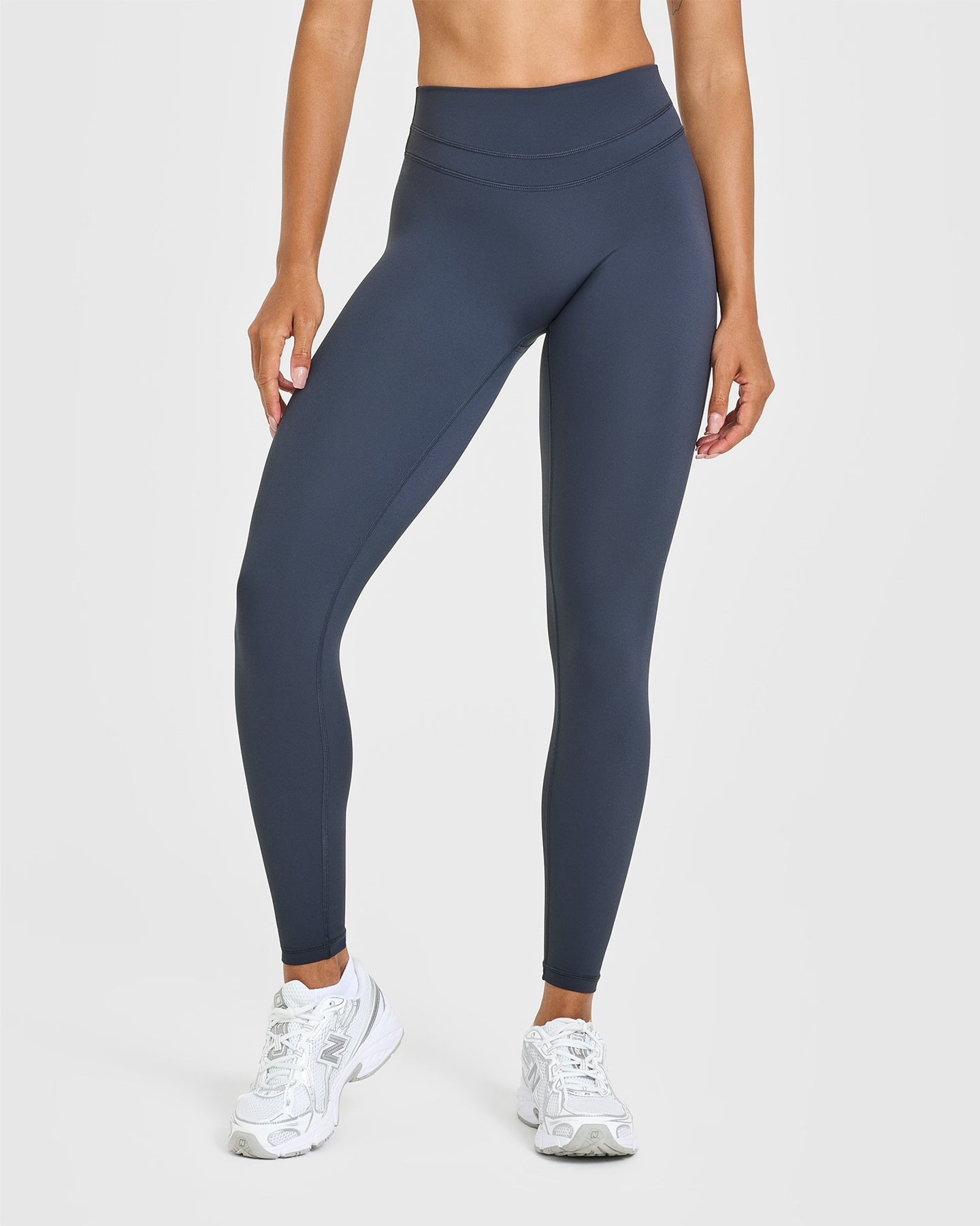 UnifiedMove High Waisted Leggings White Logo | True Blue - Image 2