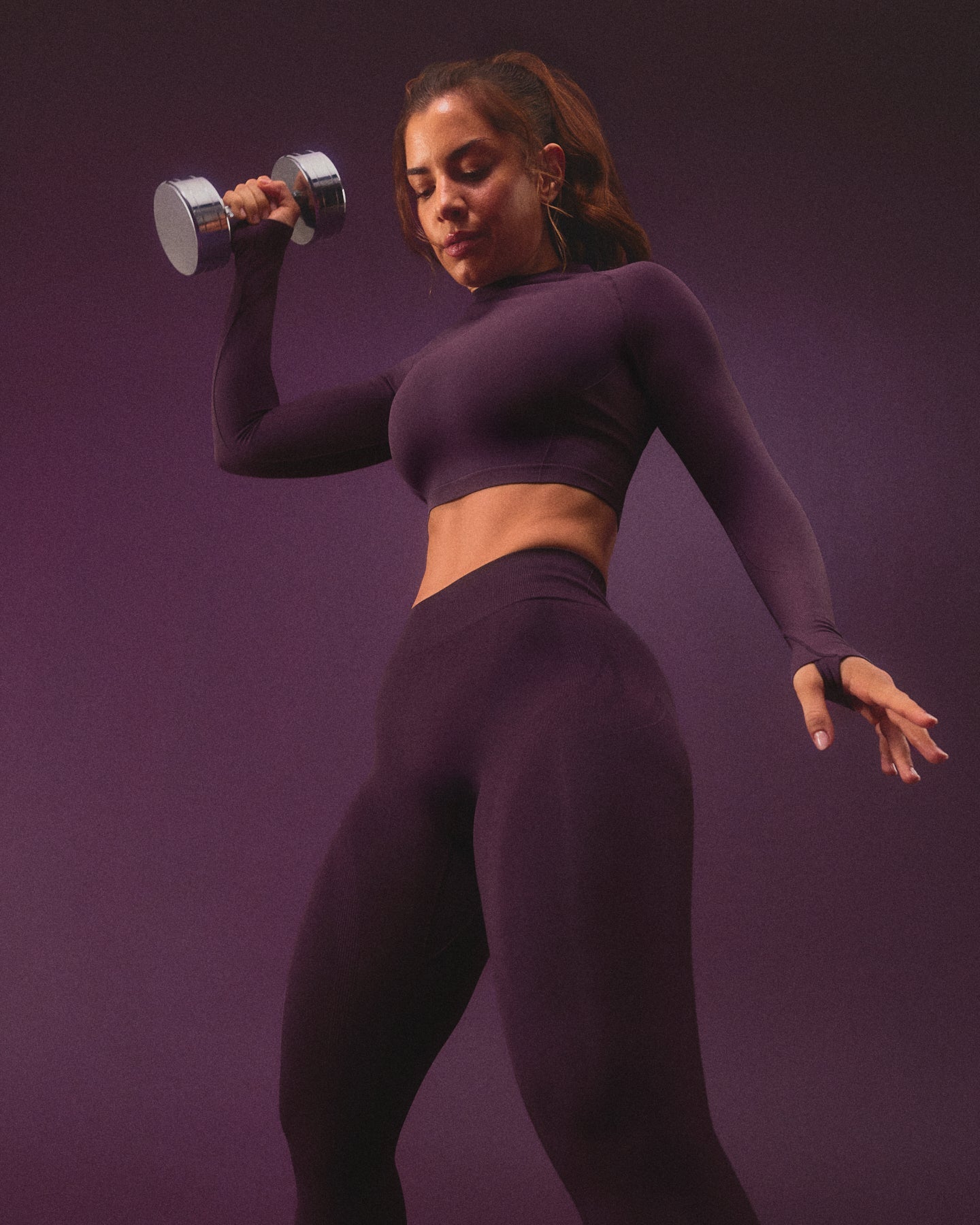 EnhanceLift Seamless Leggings with Grey Logo | Blackberry Purple - Image 2