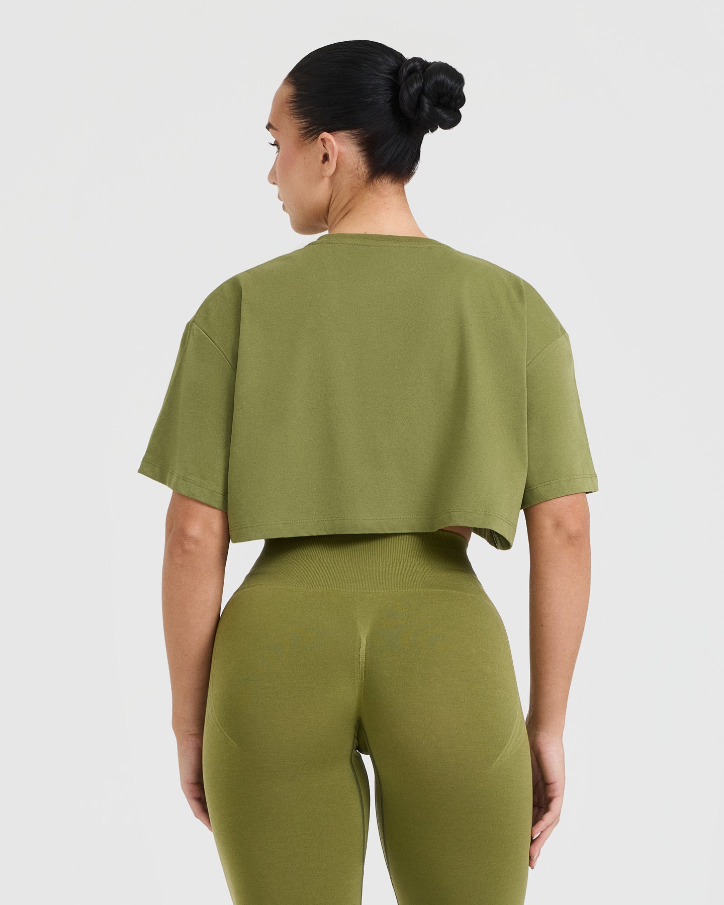 Classic Oner Graphic Crop Lightweight T-Shirt | Olive Green - Image 2