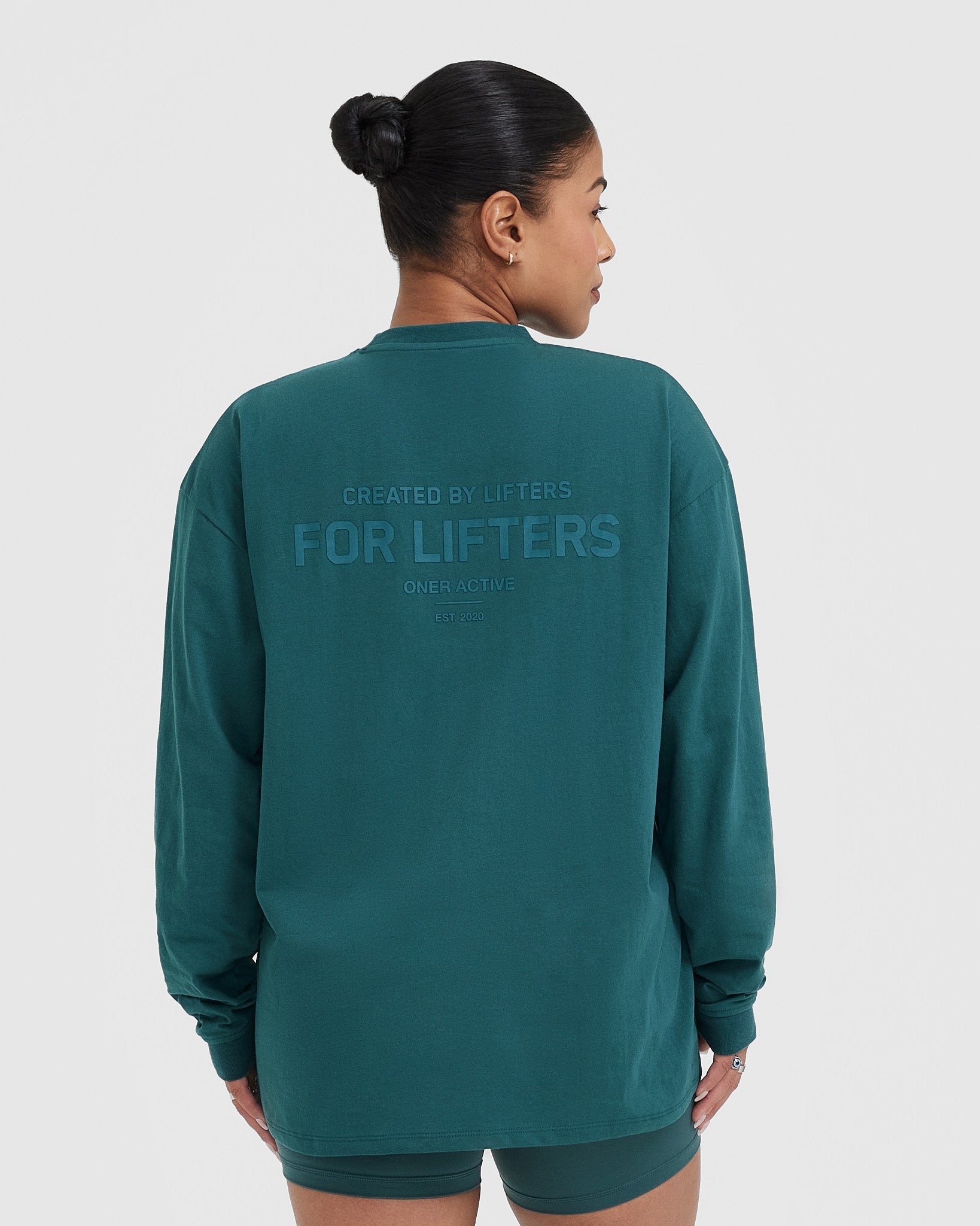 Classic Lifters Graphic Oversized Lightweight Long Sleeve Top | Marine Teal - Image 2