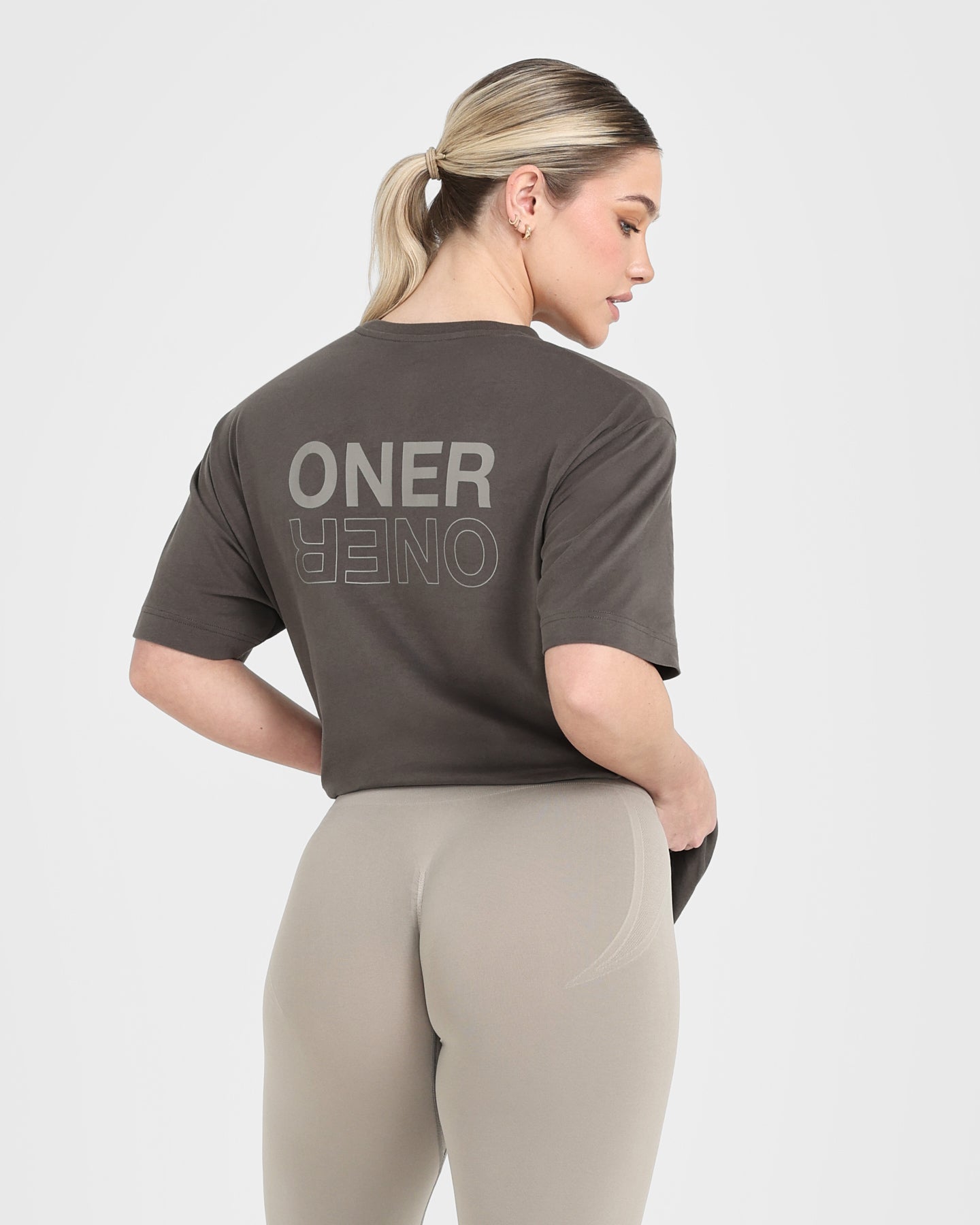 Classic Mirror Graphic Oversized T-Shirt | Washed Deep Taupe - Image 2