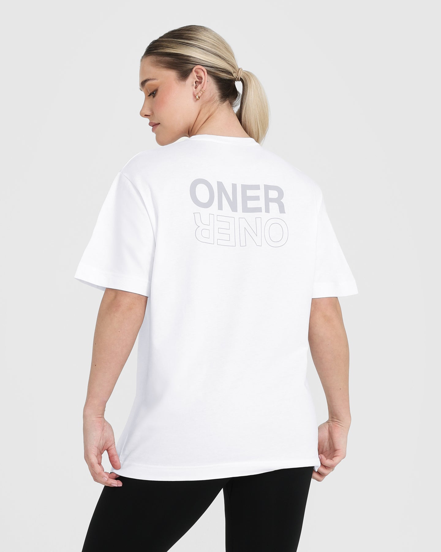 Classic Mirror Graphic Oversized T-Shirt | White - Image 2