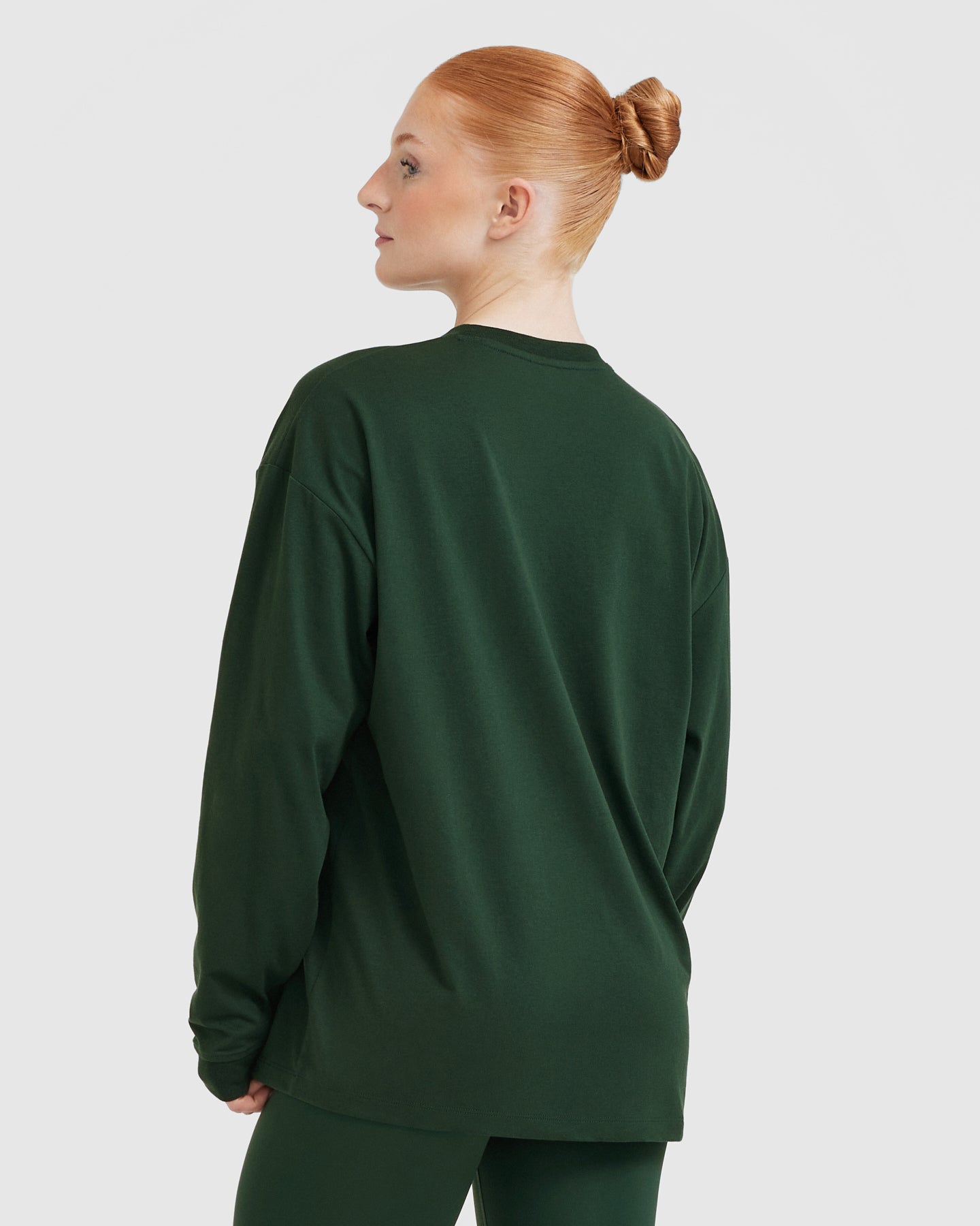 Classic Oversized Lightweight Long Sleeve Top | Pine Green - Image 2