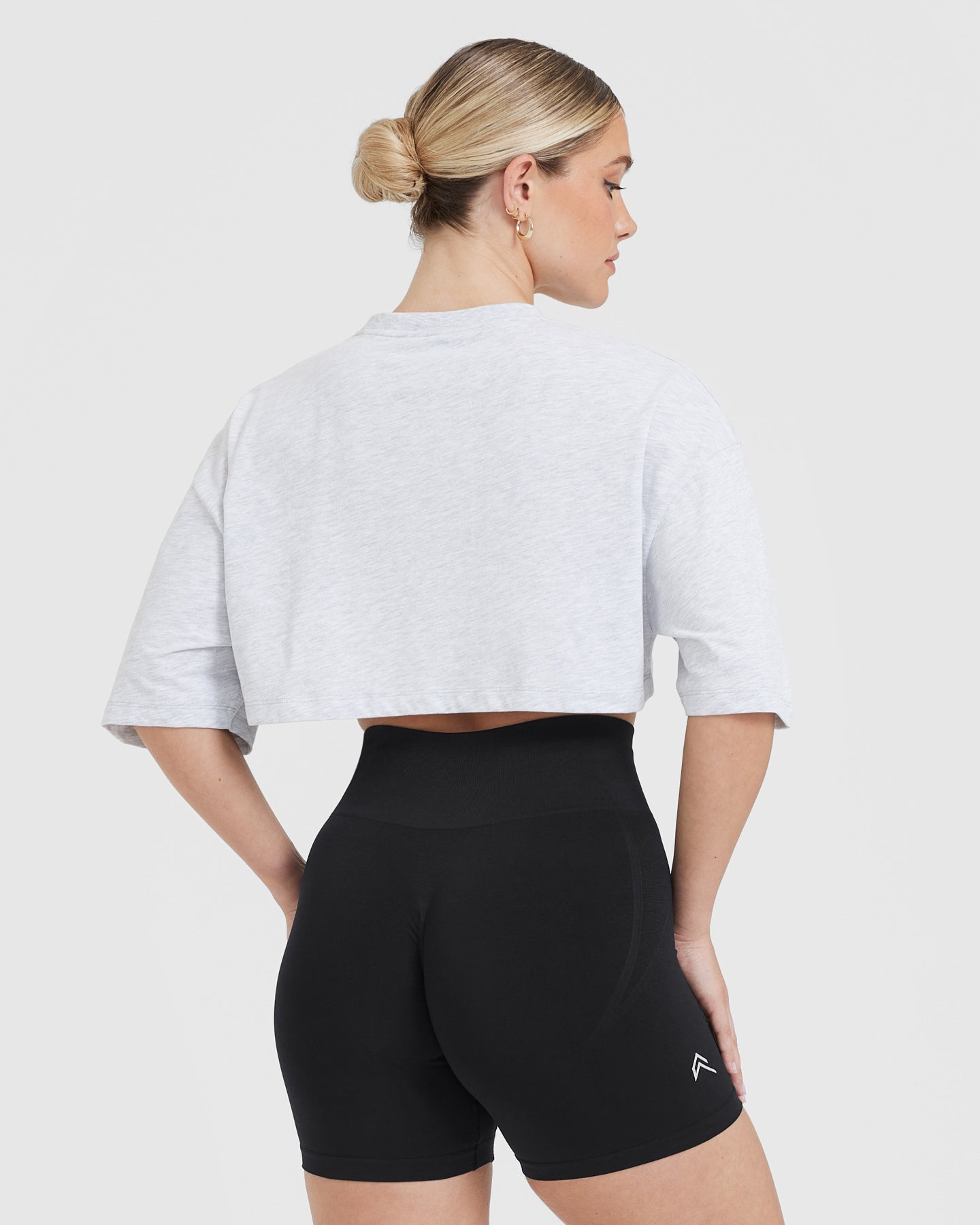 Classic Relaxed Crop Lightweight T-Shirt | Light Grey Marl - Image 2