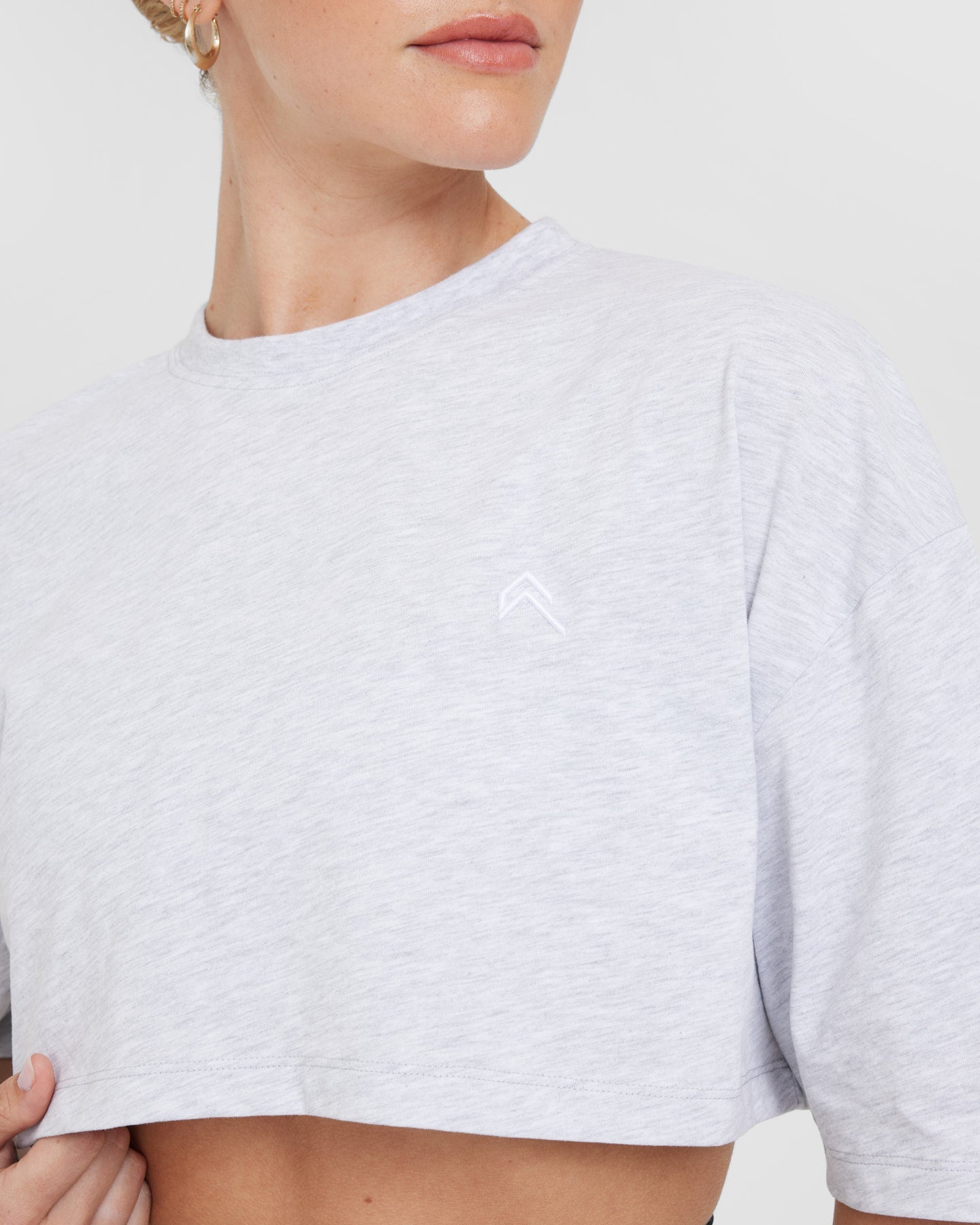 Classic Relaxed Crop Lightweight T-Shirt | Light Grey Marl - Image 4