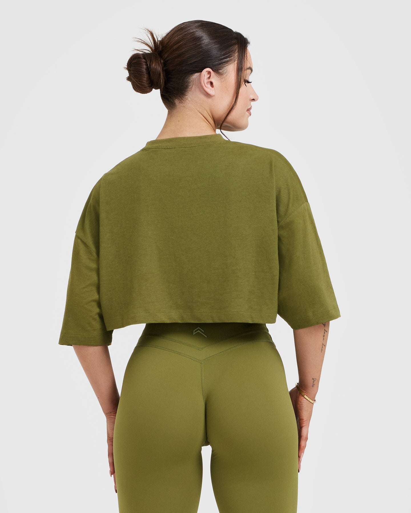 Classic Relaxed Crop Lightweight T-Shirt | Olive Green - Image 2