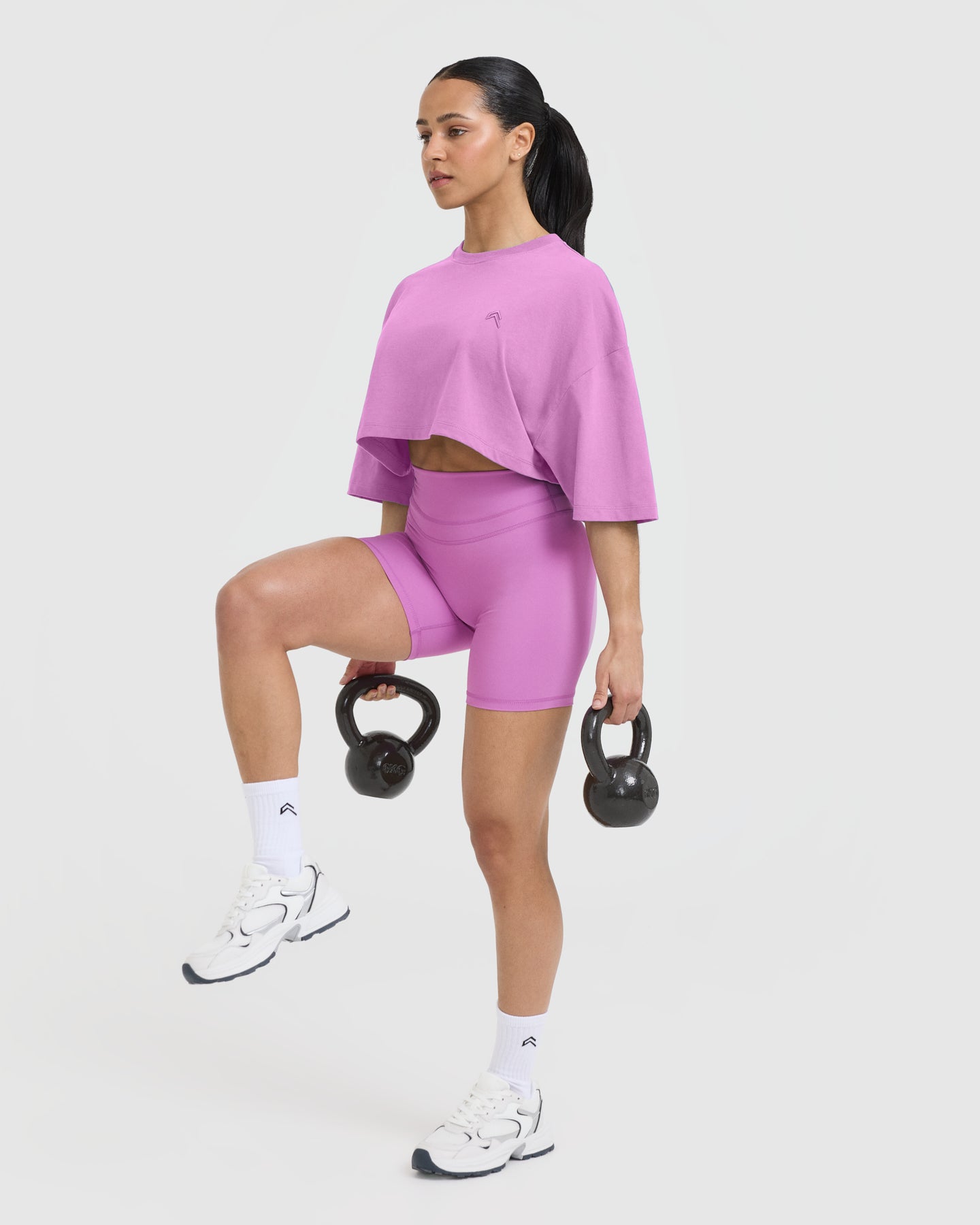 Classic Relaxed Crop Lightweight T-Shirt | Orchid Purple - Image 3