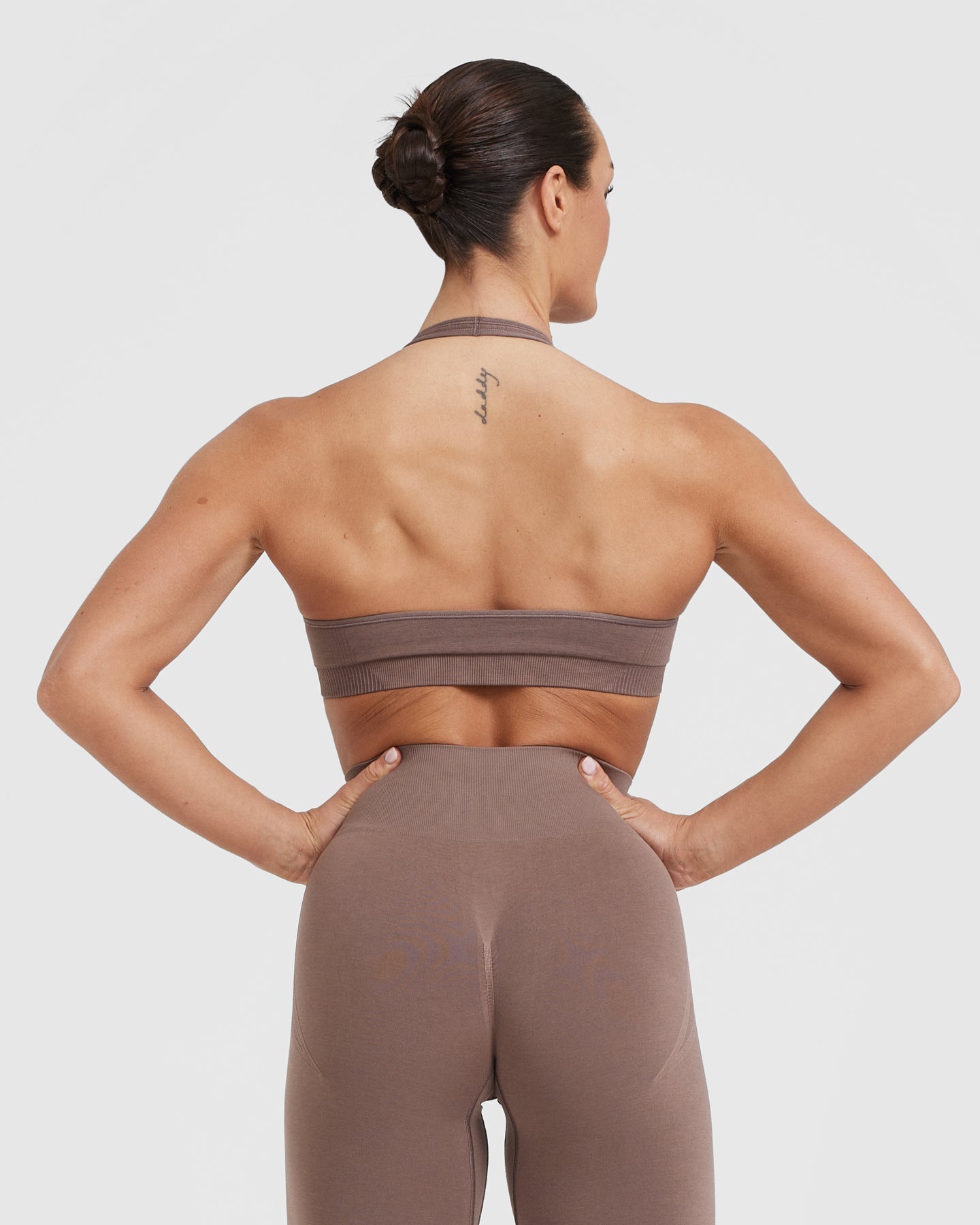 Classic Seamless 2.0 Halter Neck Bralette | Cool Brown Marl - Image 2