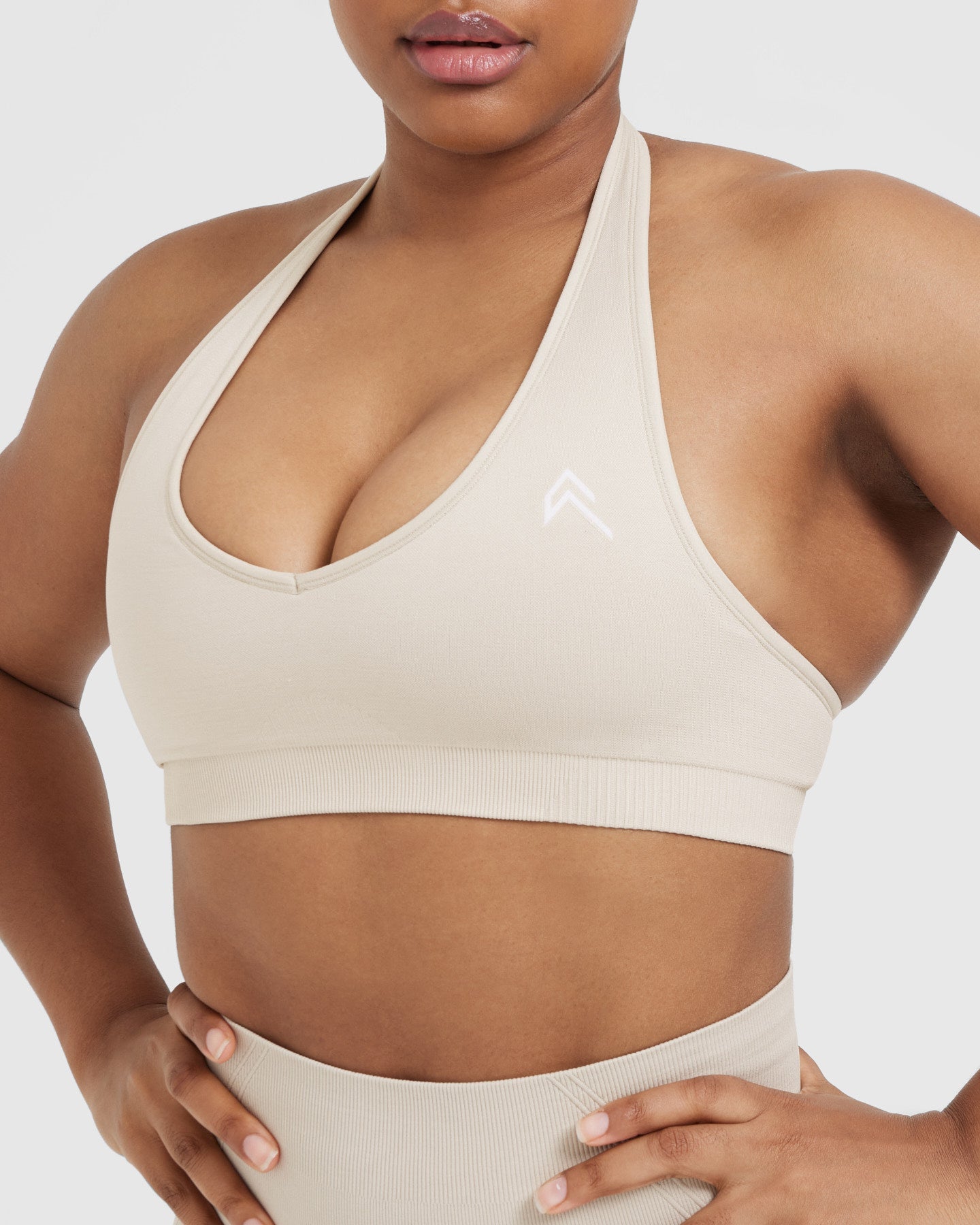 Classic Seamless 2.0 Halter Neck Bralette | Sand Marl - Image 4