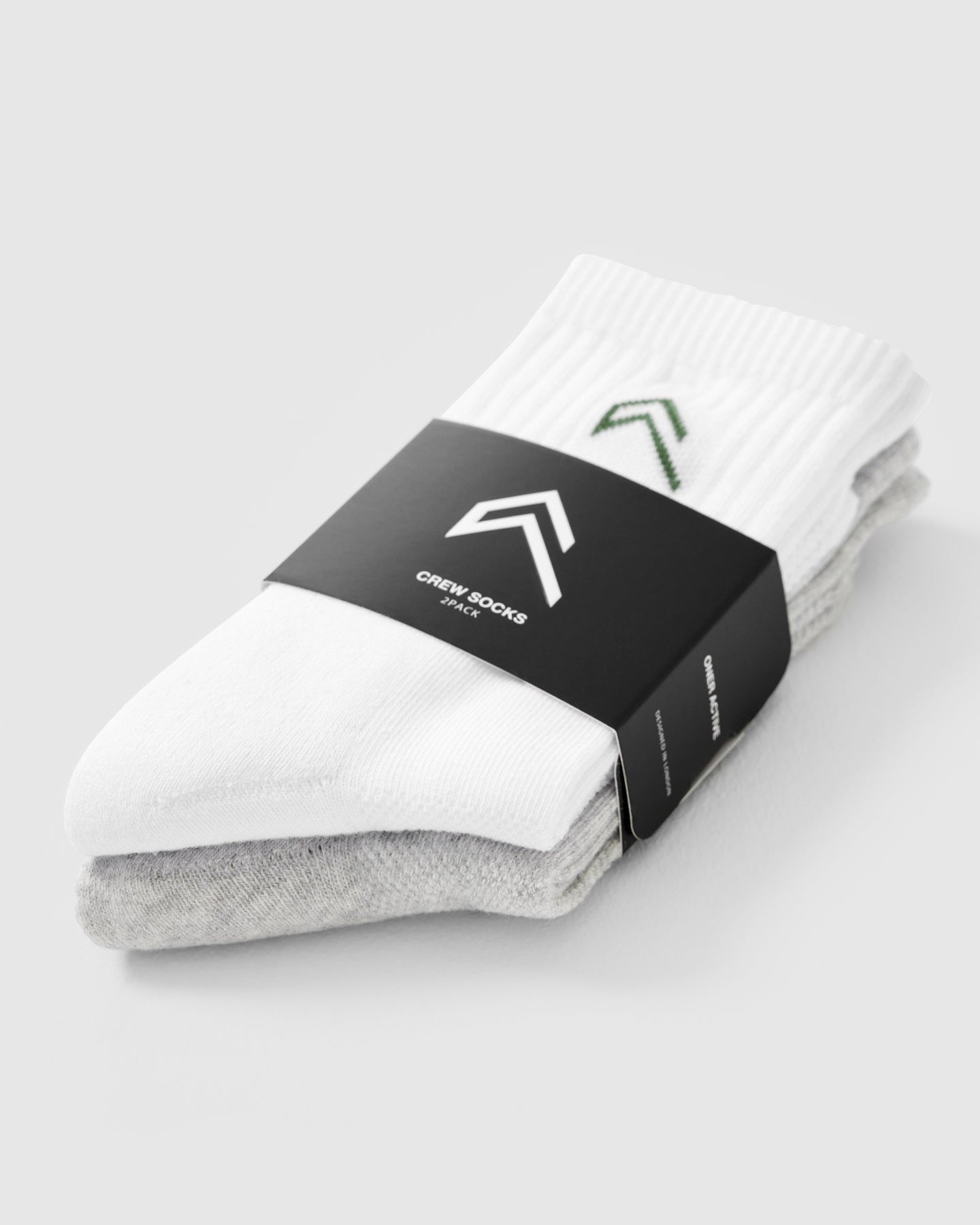 Crew Socks 2 Pack | White/Grey/Forest Green - Image 5