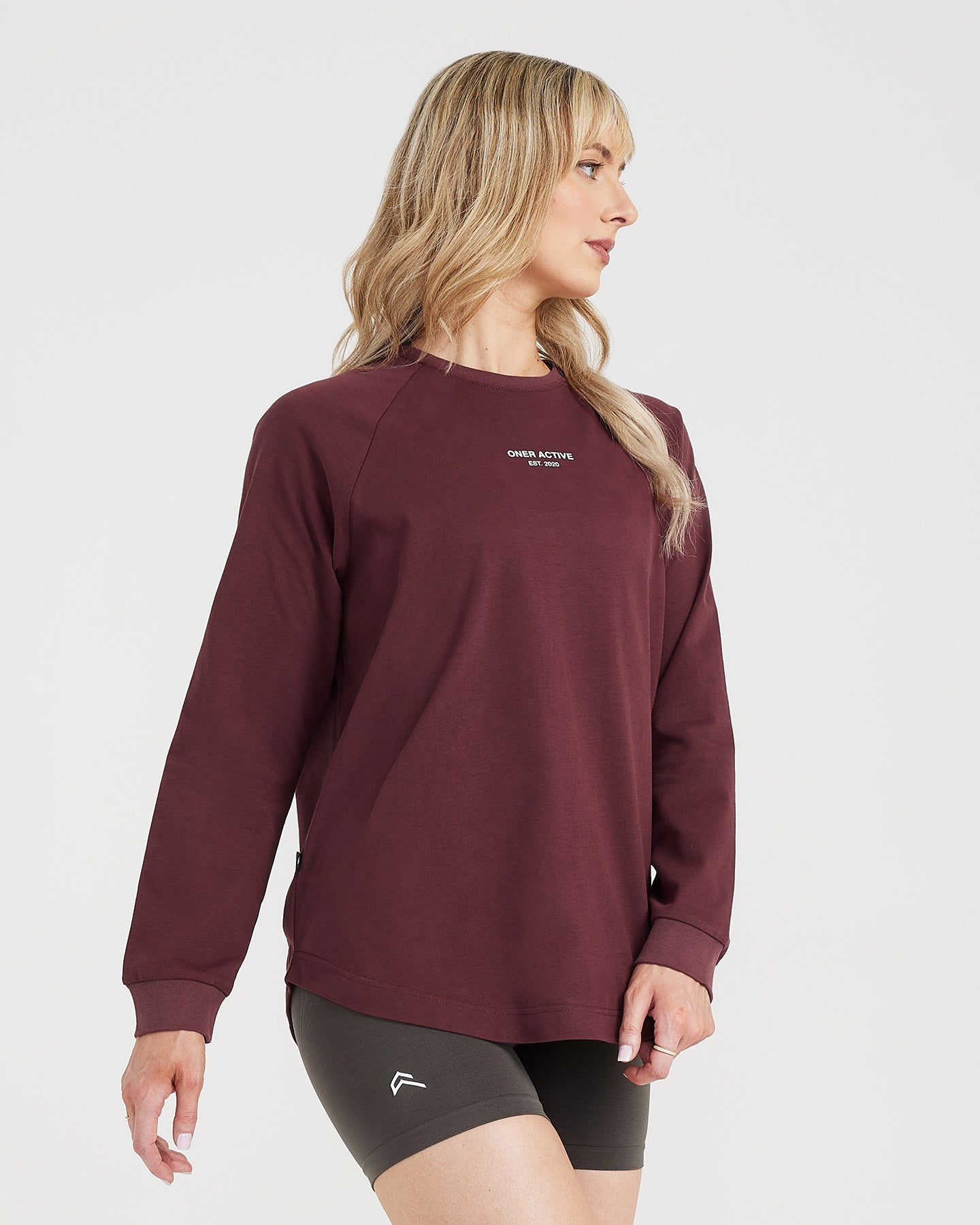 Alternative view of Graphic Oversized Long Sleeve Tee | Washed Rosewood