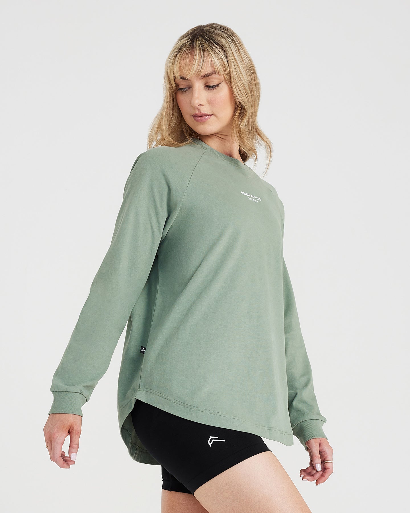 Alternative view of Graphic Oversized Long Sleeve Tee | Washed Sage