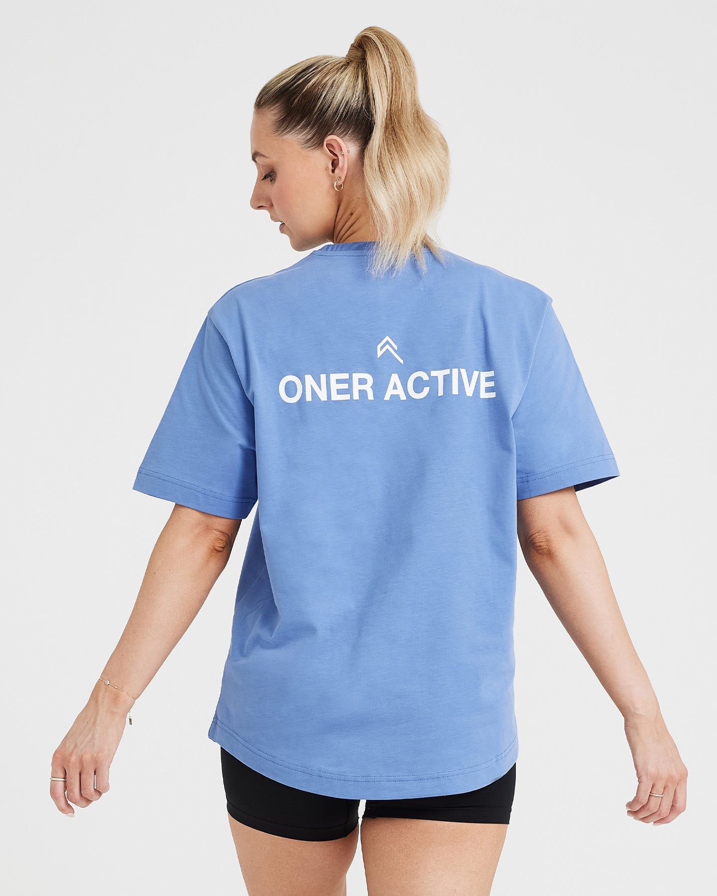 Alternative view of Graphic Oversized Short Sleeve Tee | Washed Light Denim