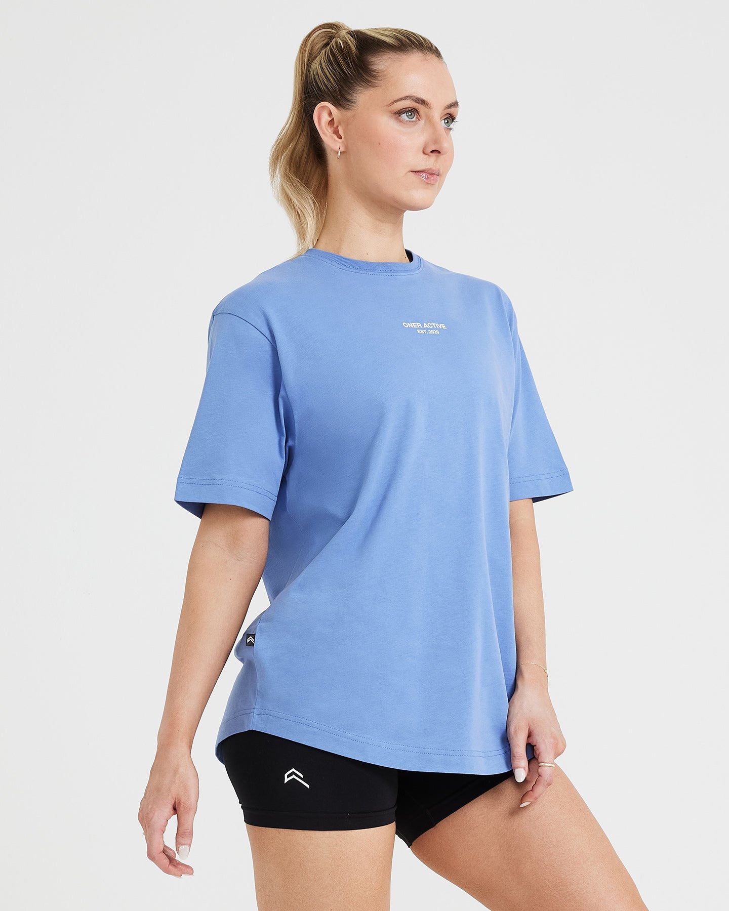 Graphic Oversized Short Sleeve Tee | Washed Light Denim - Image 3