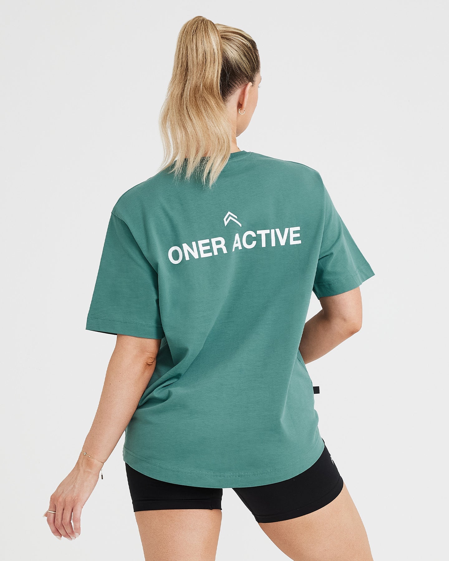 Alternative view of Graphic Oversized Short Sleeve Tee | Washed Mineral Green